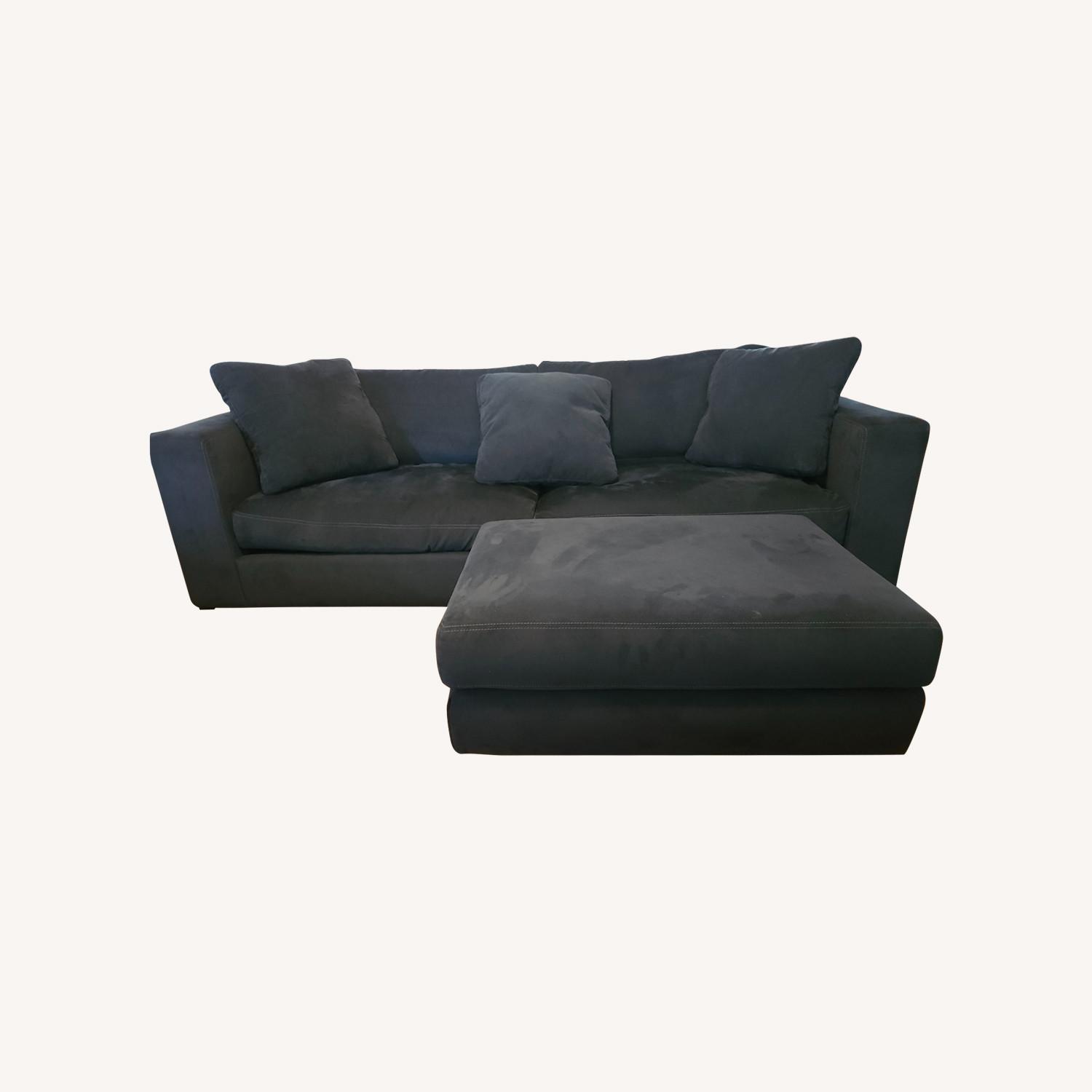 Design Within Reach Reid Blue Leather 2 Seater Sofa - image-0
