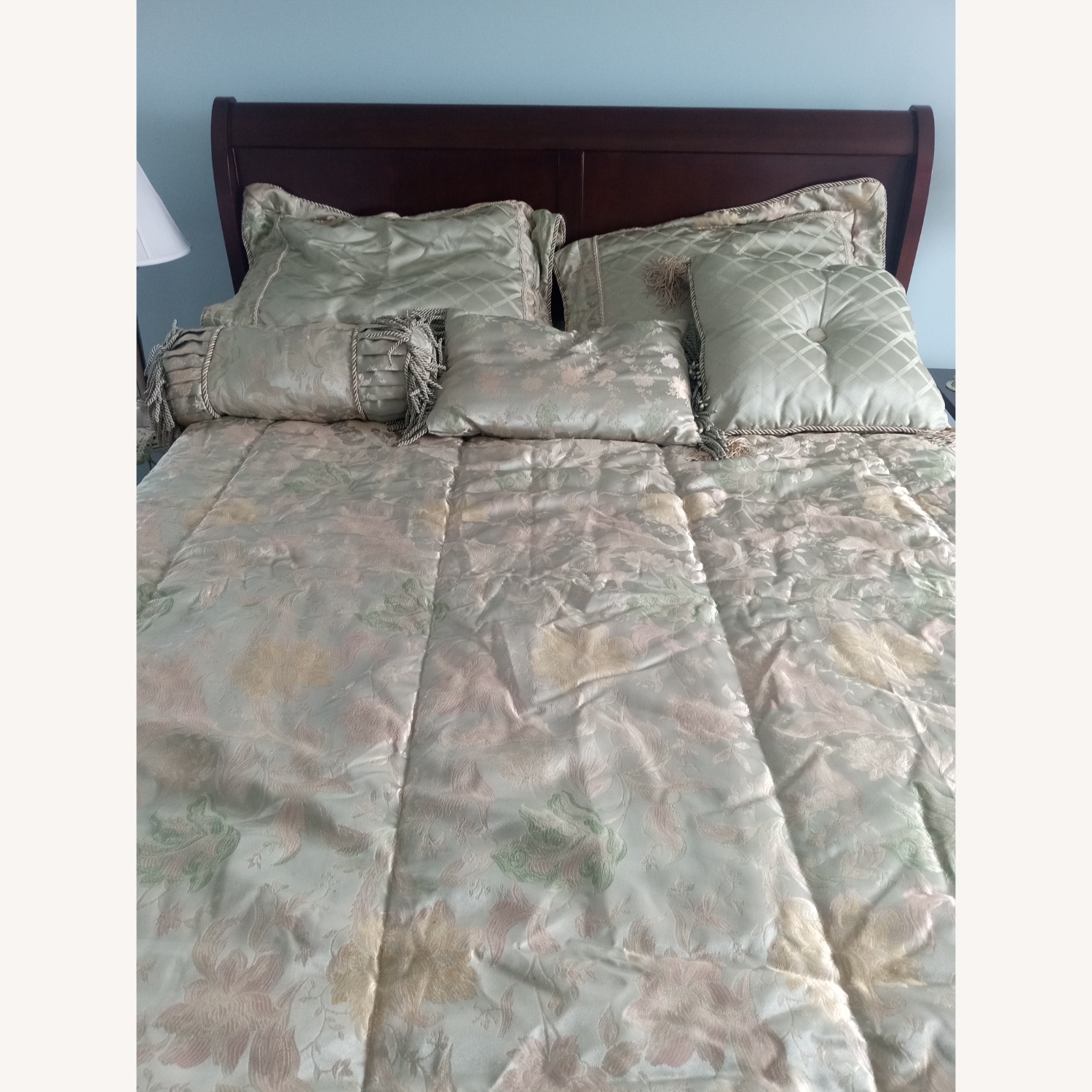 Dark Brown Wood Queen Bed - image-9