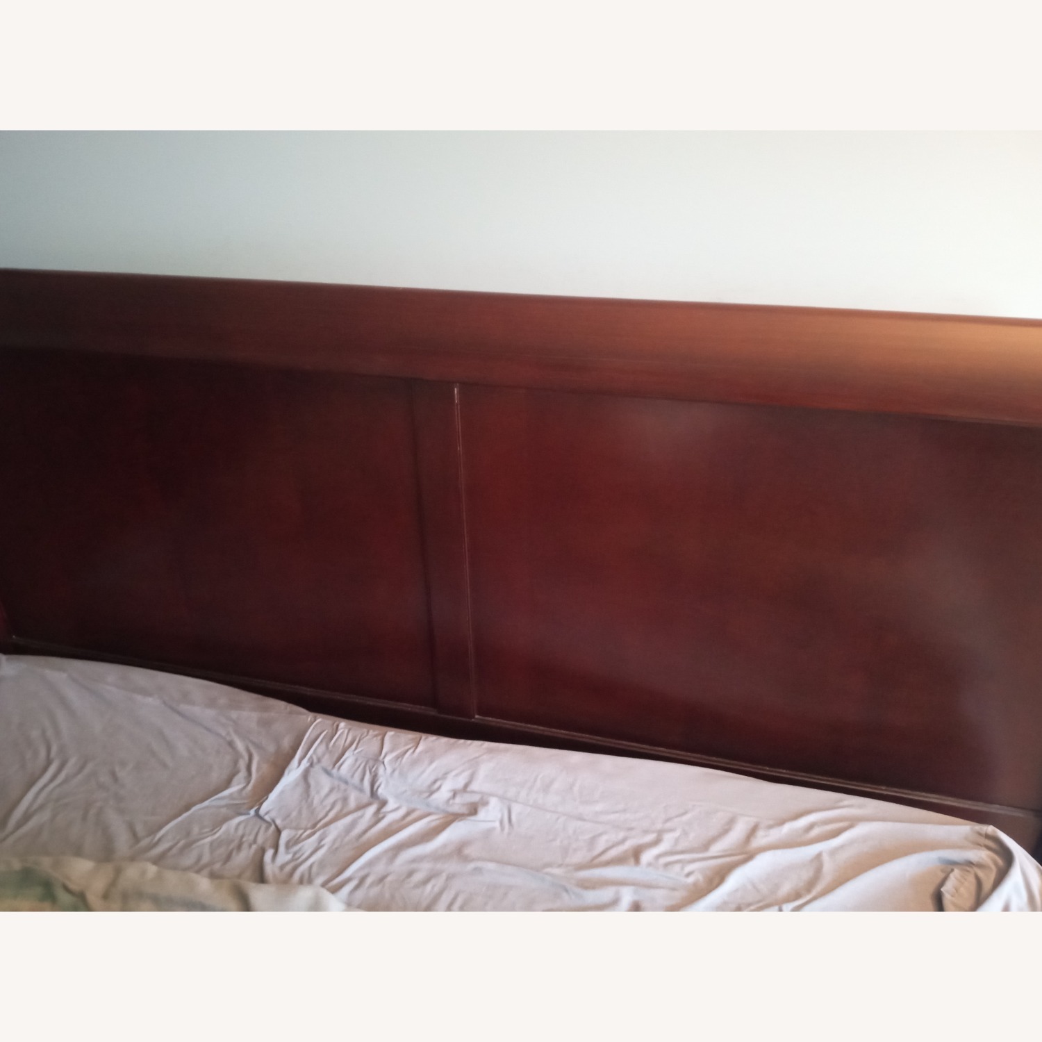 Dark Brown Wood Queen Bed - image-2