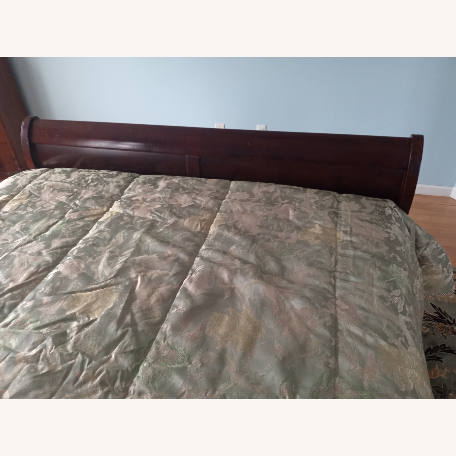 Dark Brown Wood Queen Bed - image-6