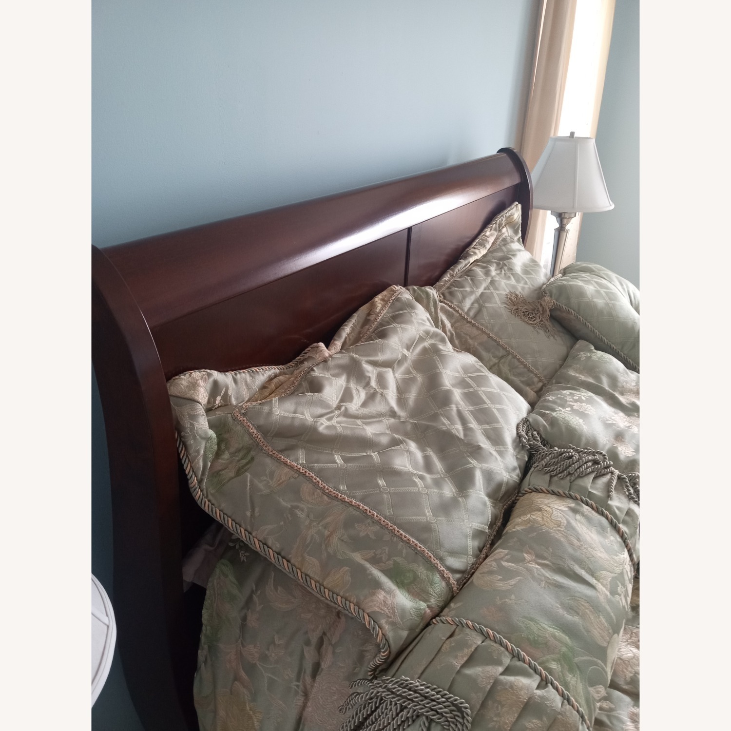Dark Brown Wood Queen Bed - image-10