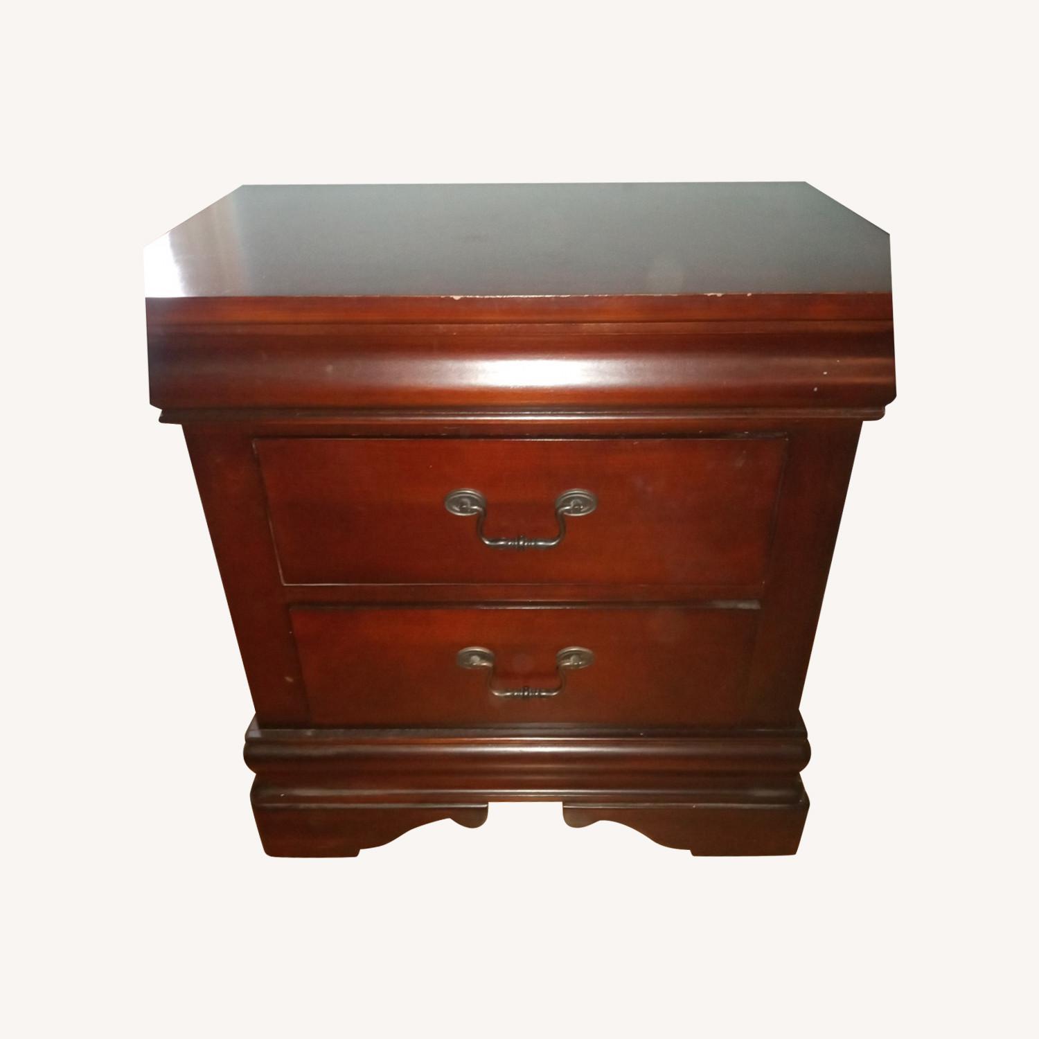 Dark Brown Wood Nightstand - image-0