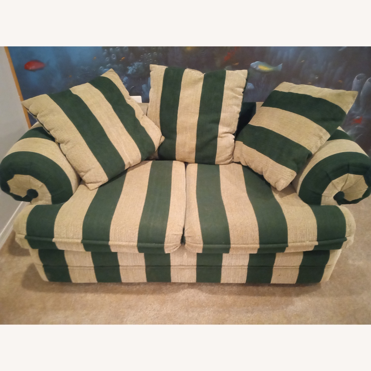 Ashley Furniture Green Fabric Loveseat - image-8
