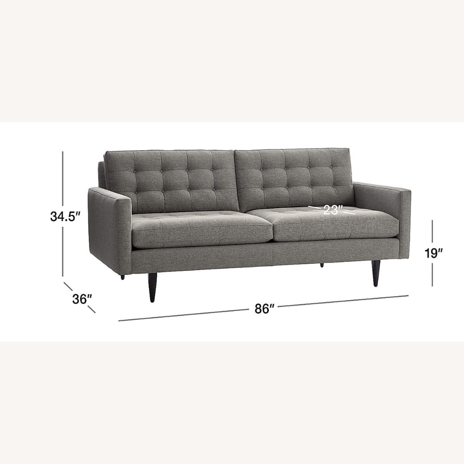 Crate & Barrel Petrie Felt Grey Midcentury Sofa - image-3