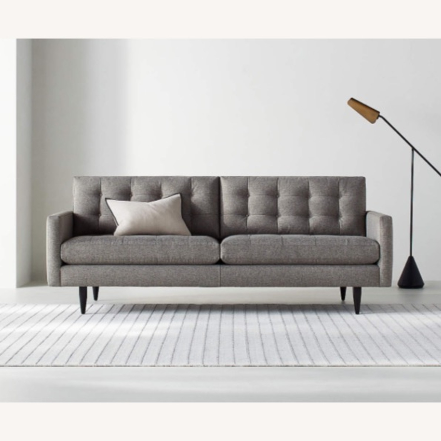 Crate & Barrel Petrie Felt Grey Midcentury Sofa - image-1