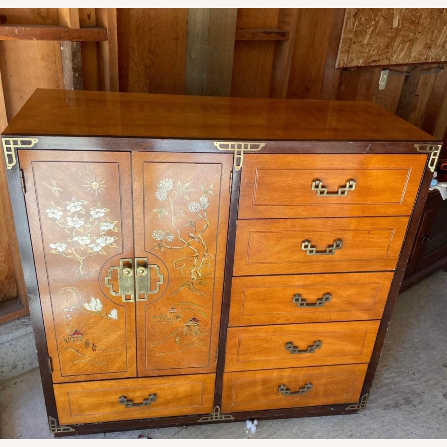 Vintage/Antique  Light Brown Wood Armoire - image-2