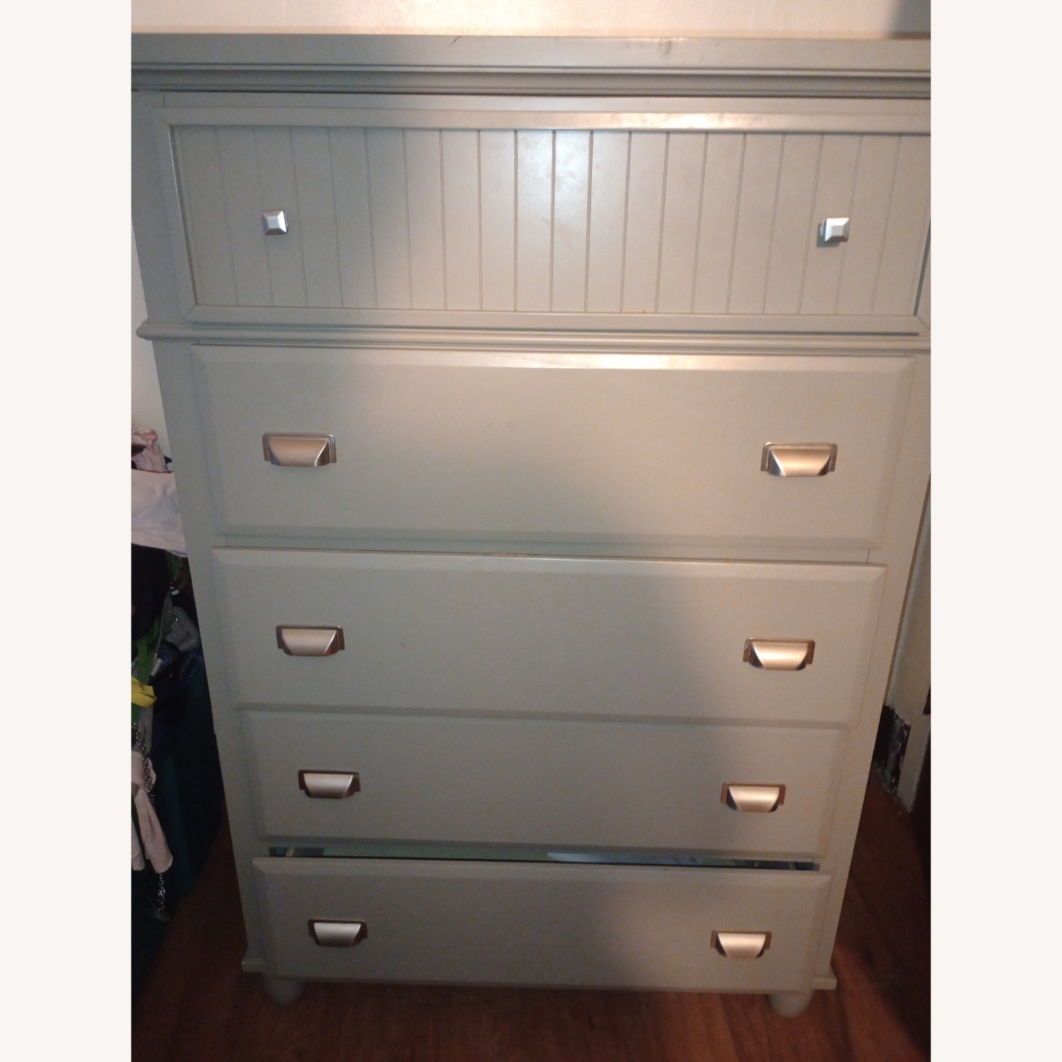 Bob's Discount Furniture Light Gray Wood Dresser - image-3