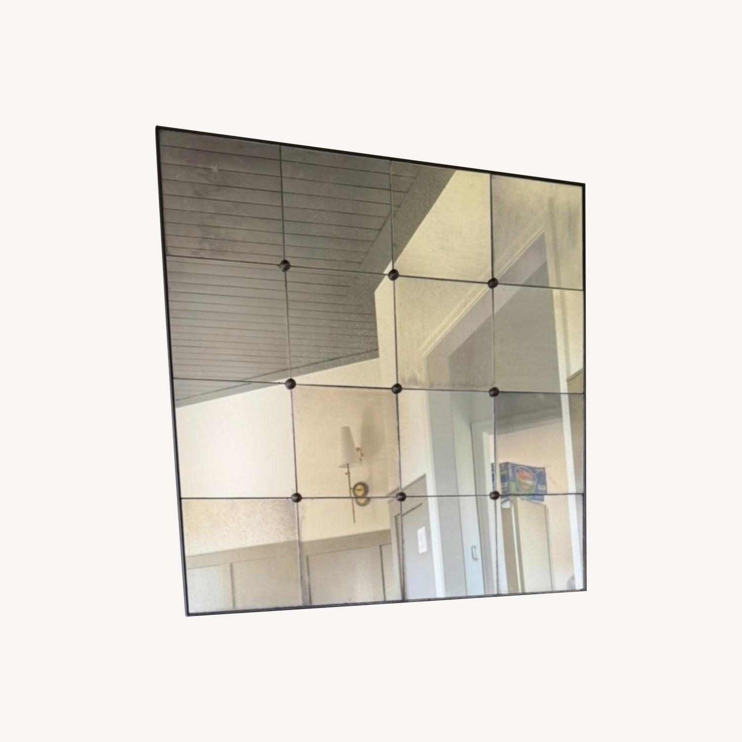 Pottery Barn Black Markle Antique Glass Panel Mirror - image-0