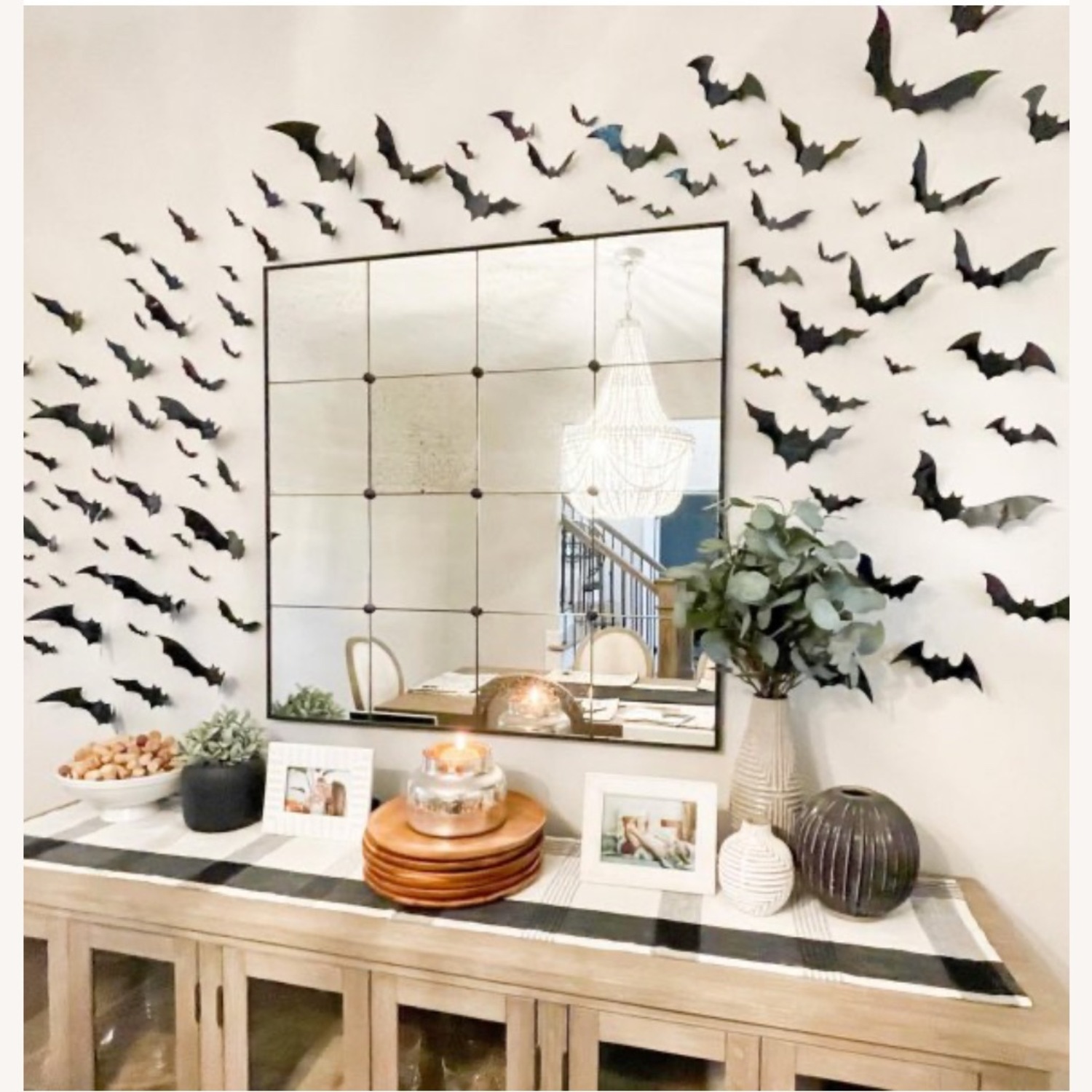 Pottery Barn Black Markle Antique Glass Panel Mirror - image-1