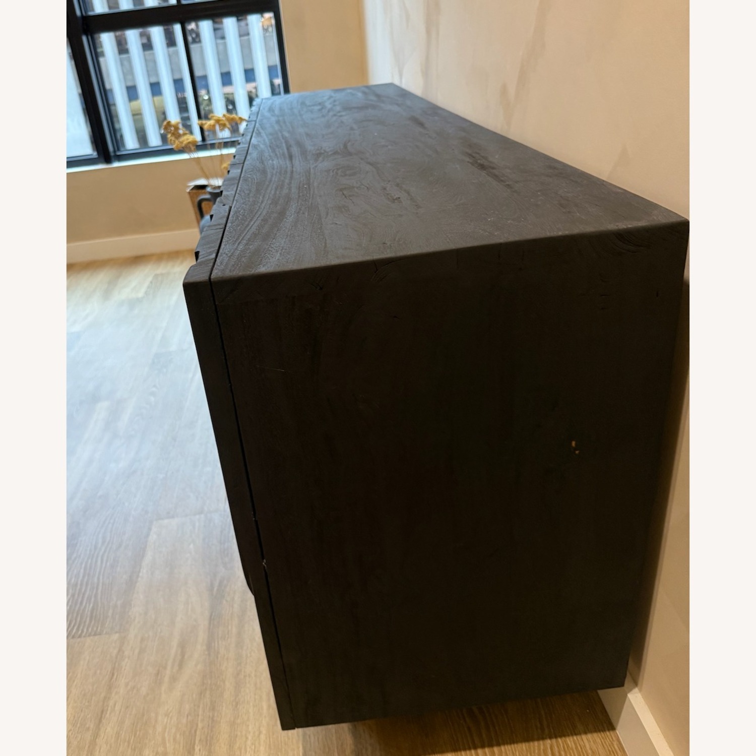 Crate & Barrel Camila 72" Aged Black Wood Storage Media Console - image-4