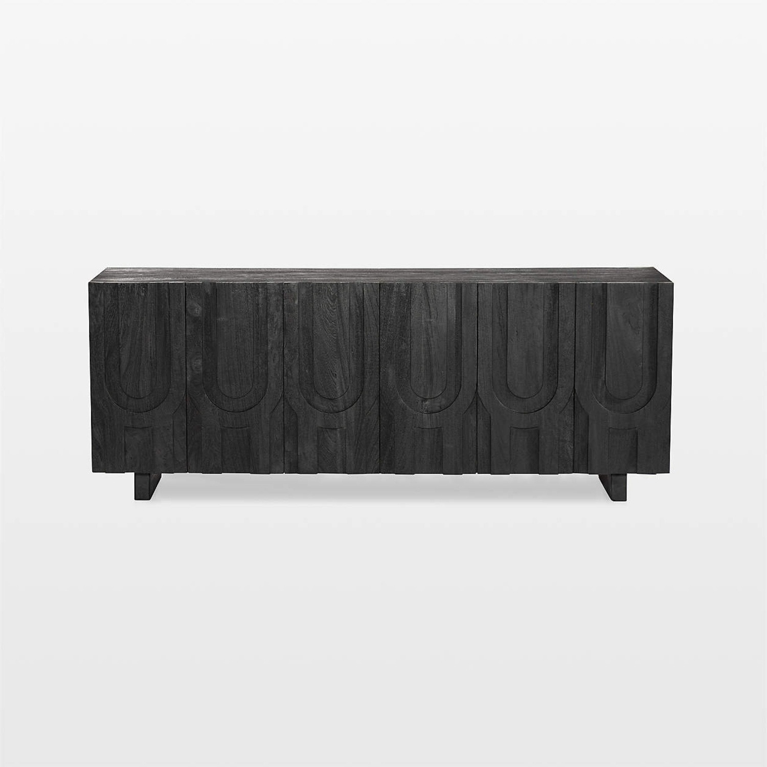 Crate & Barrel Camila 72" Aged Black Wood Storage Media Console - image-6