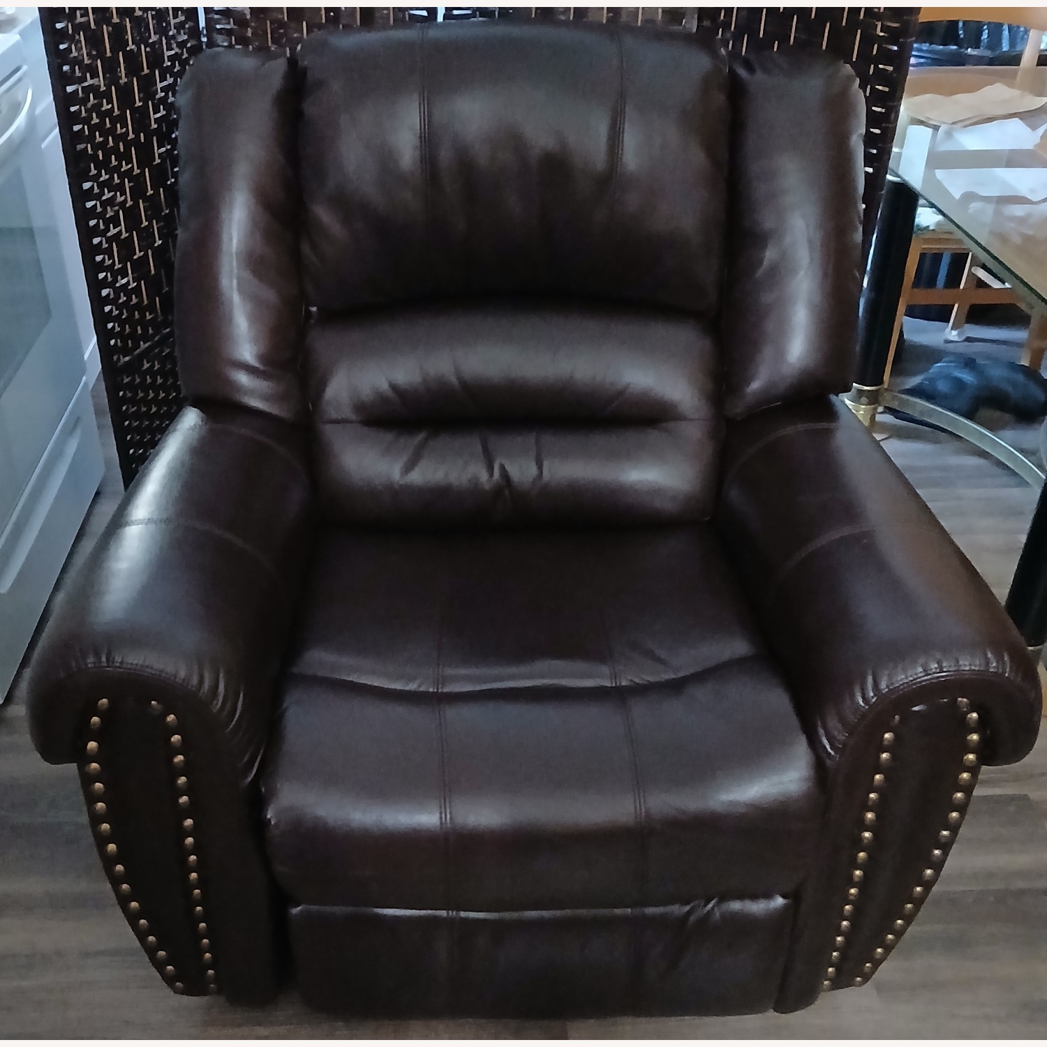 CANMOV Dark Brown Leather Recliner - image-1