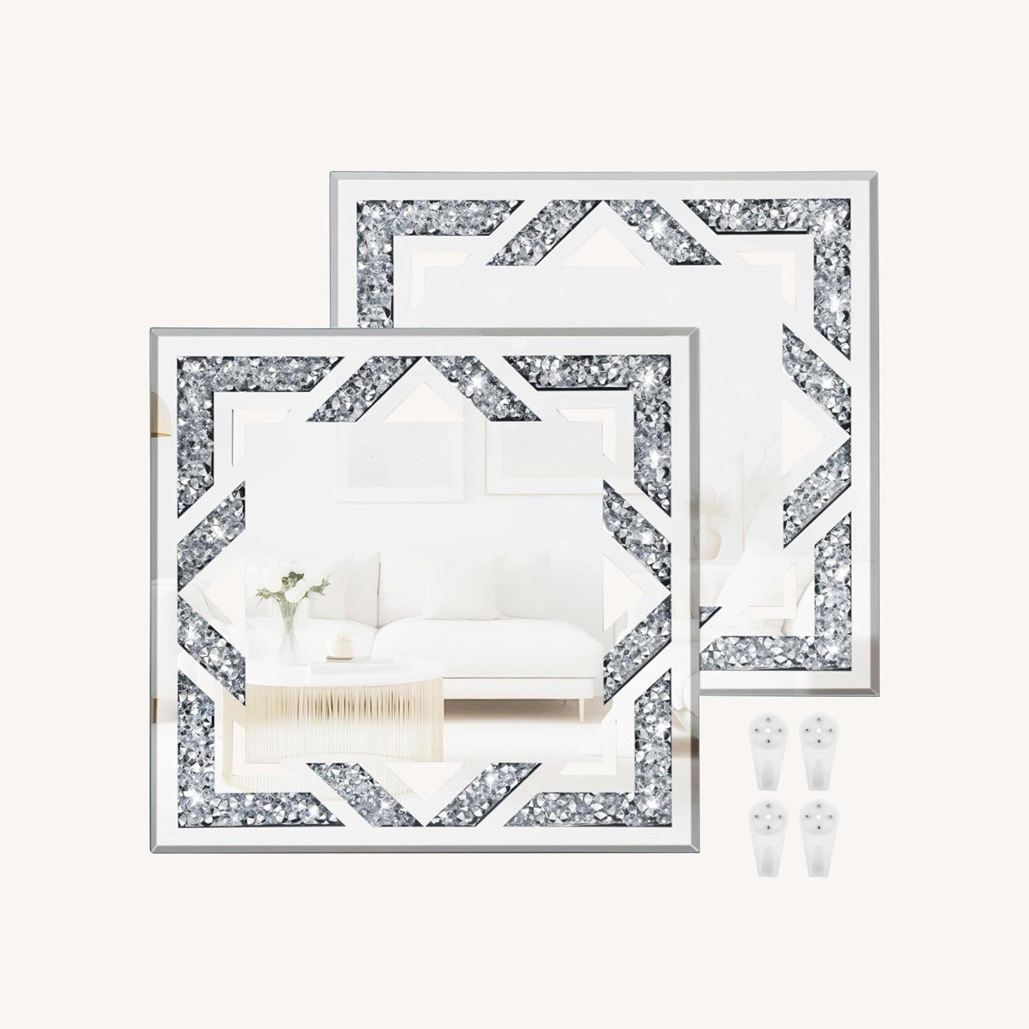 Set of 2 - Crushed Diamond Wall Mirrors - image-0