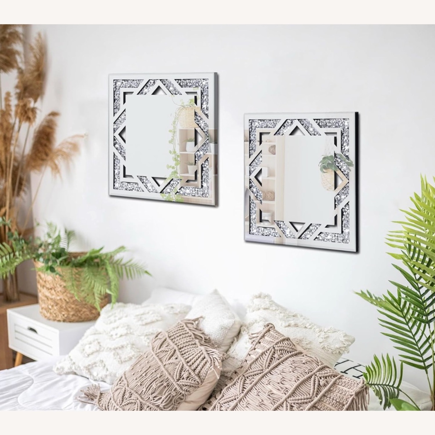 Set of 2 - Crushed Diamond Wall Mirrors - image-3
