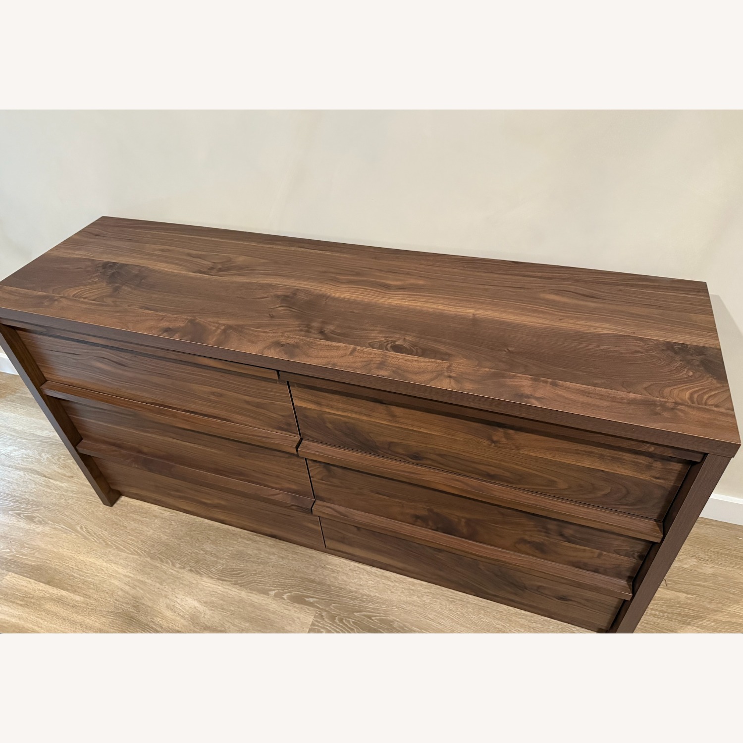 Sauder Harvey 6 Drawer Walnut Wood Dresser - AptDeco
