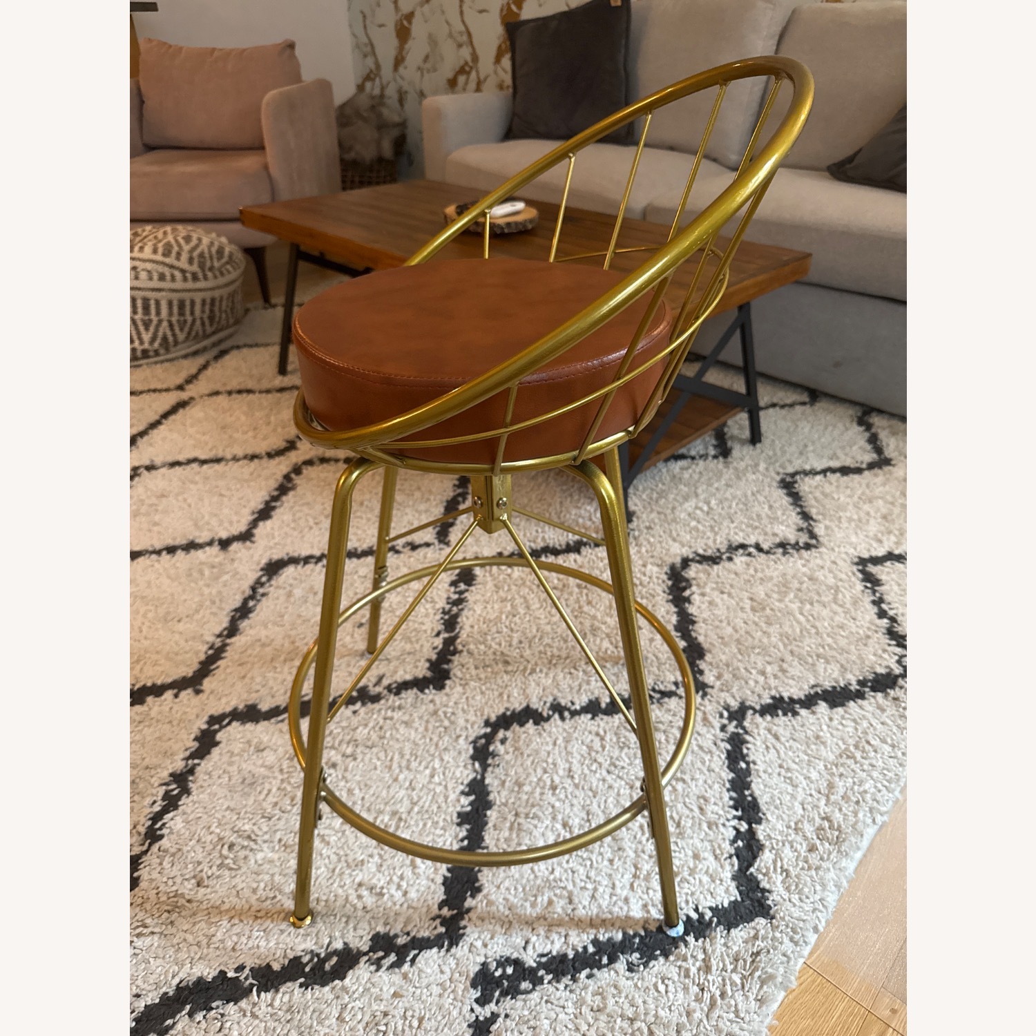 Walmart Andeworld Gold Leather Stools - image-2