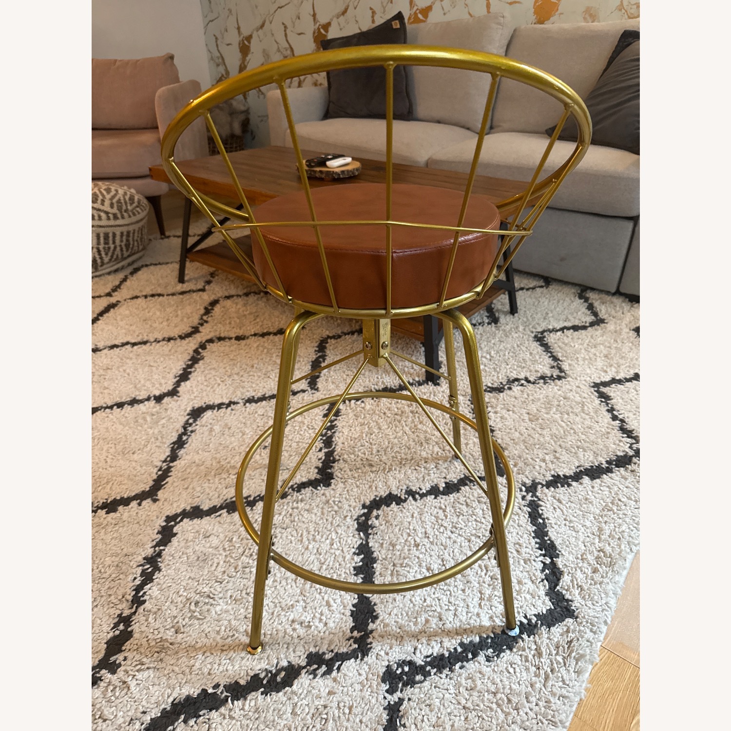 Walmart Andeworld Gold Leather Stools - image-3