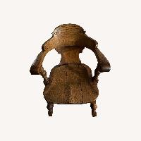 Antique Light Brown Wood Armchair