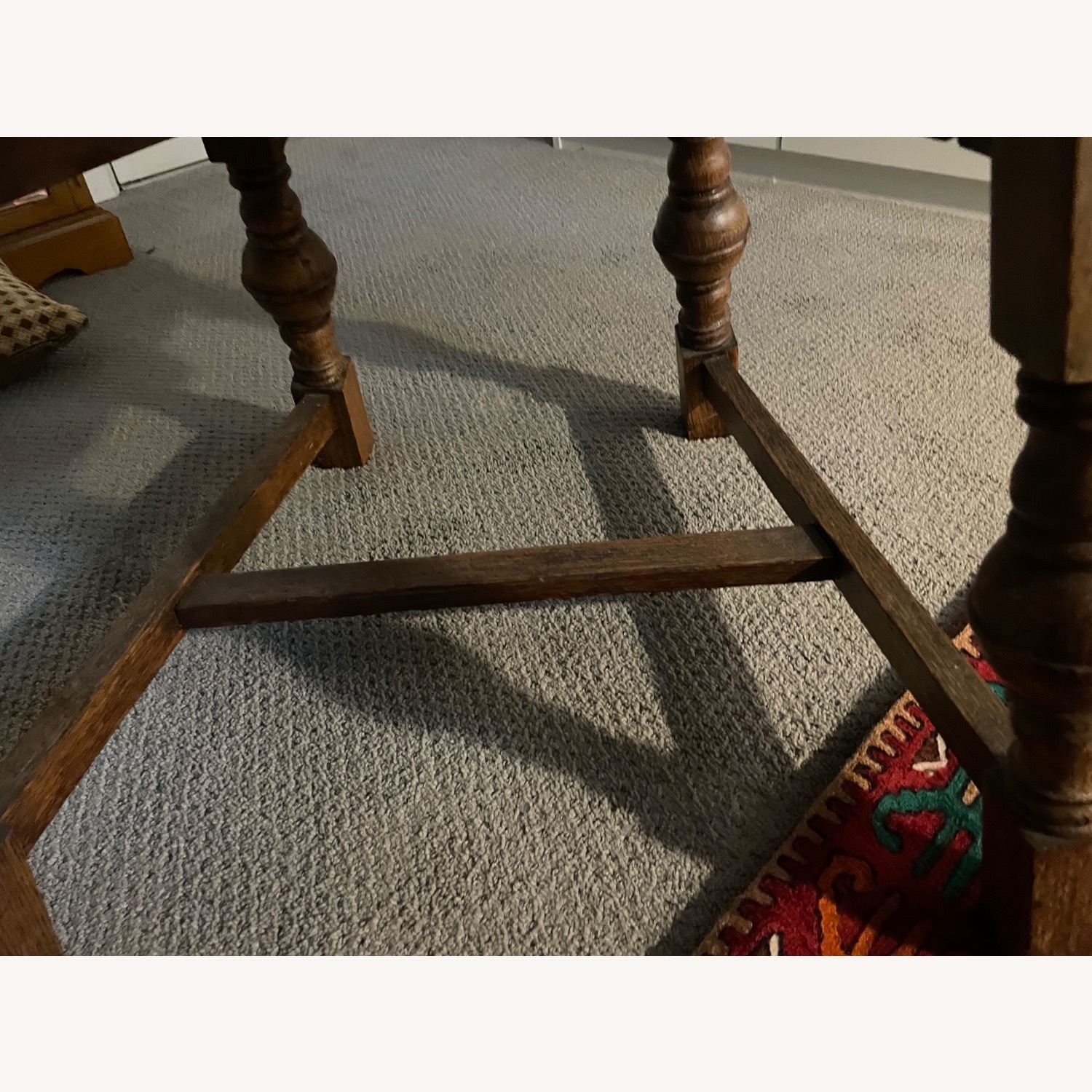 Antique Light Brown Wood Armchair - image-5