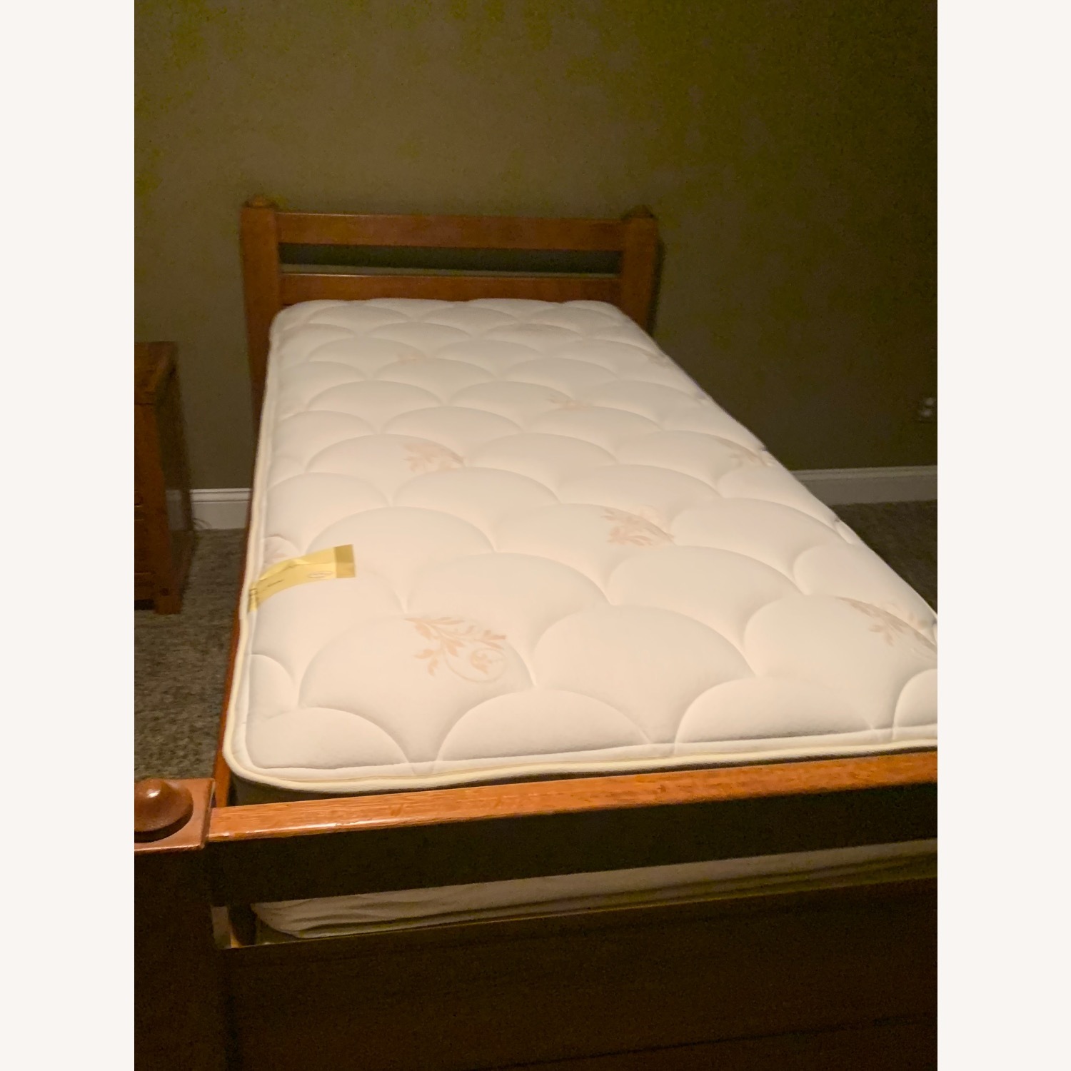 Solid Brown Wood Twin Bed - image-2