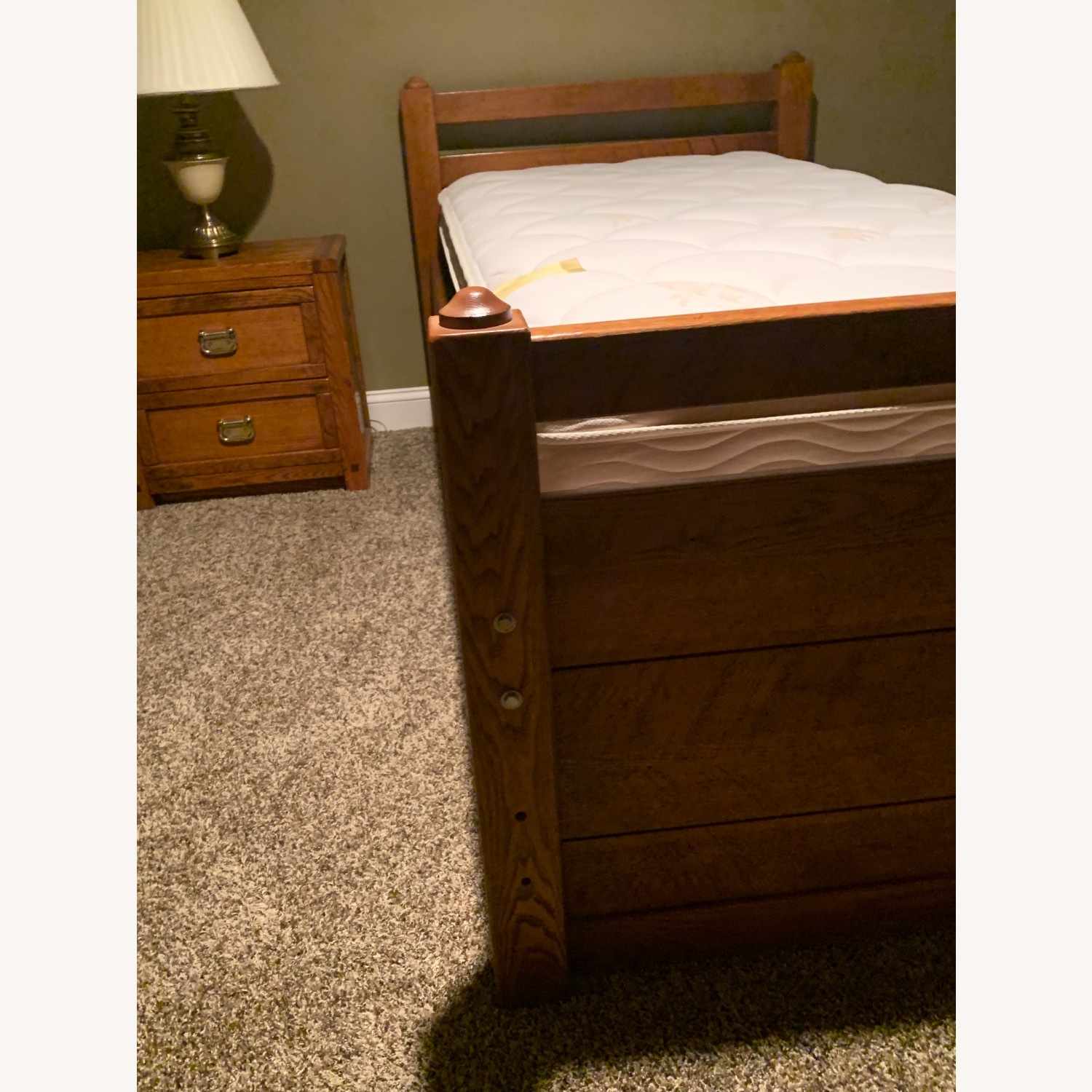 Solid Brown Wood Twin Bed - image-3