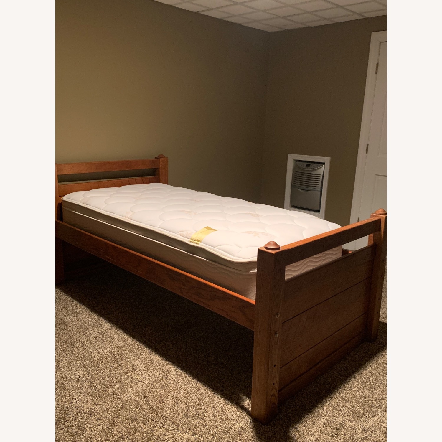 Solid Brown Wood Twin Bed - image-1
