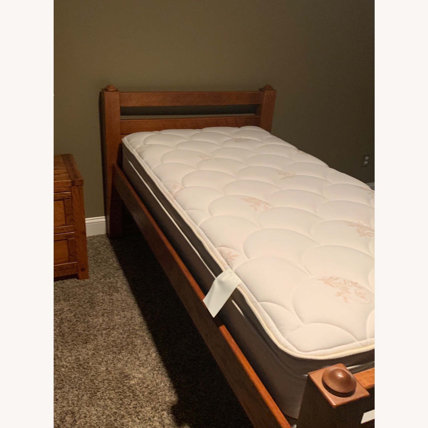 Solid Brown Wood Twin Bed - image-4