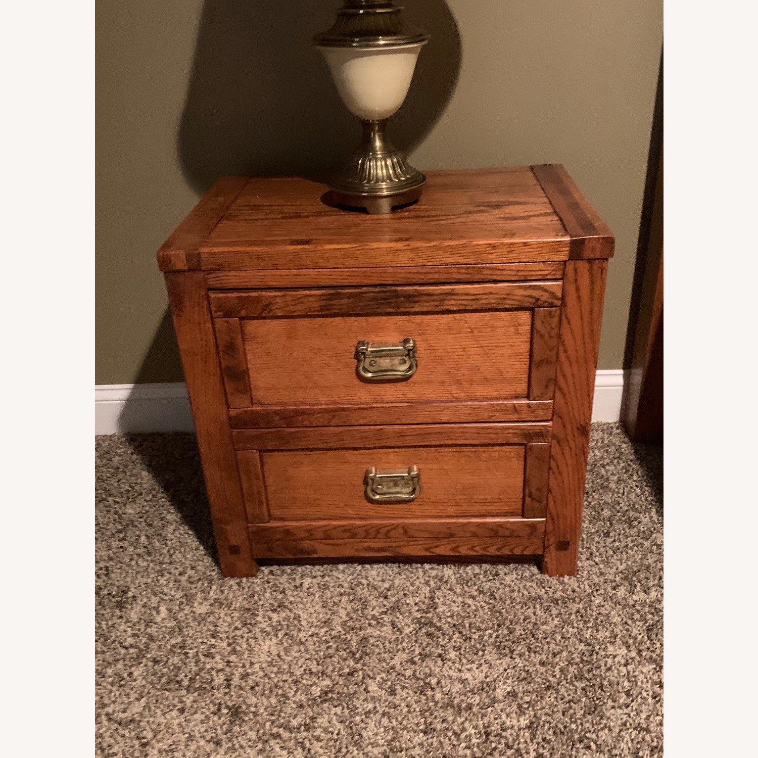 Dark Brown Wood Nightstand - image-2