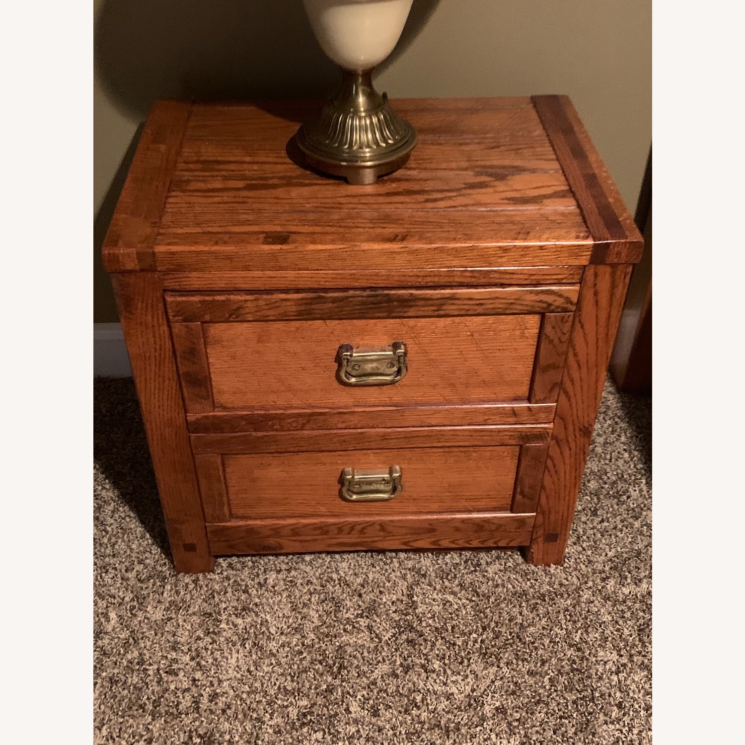 Dark Brown Wood Nightstand - image-1