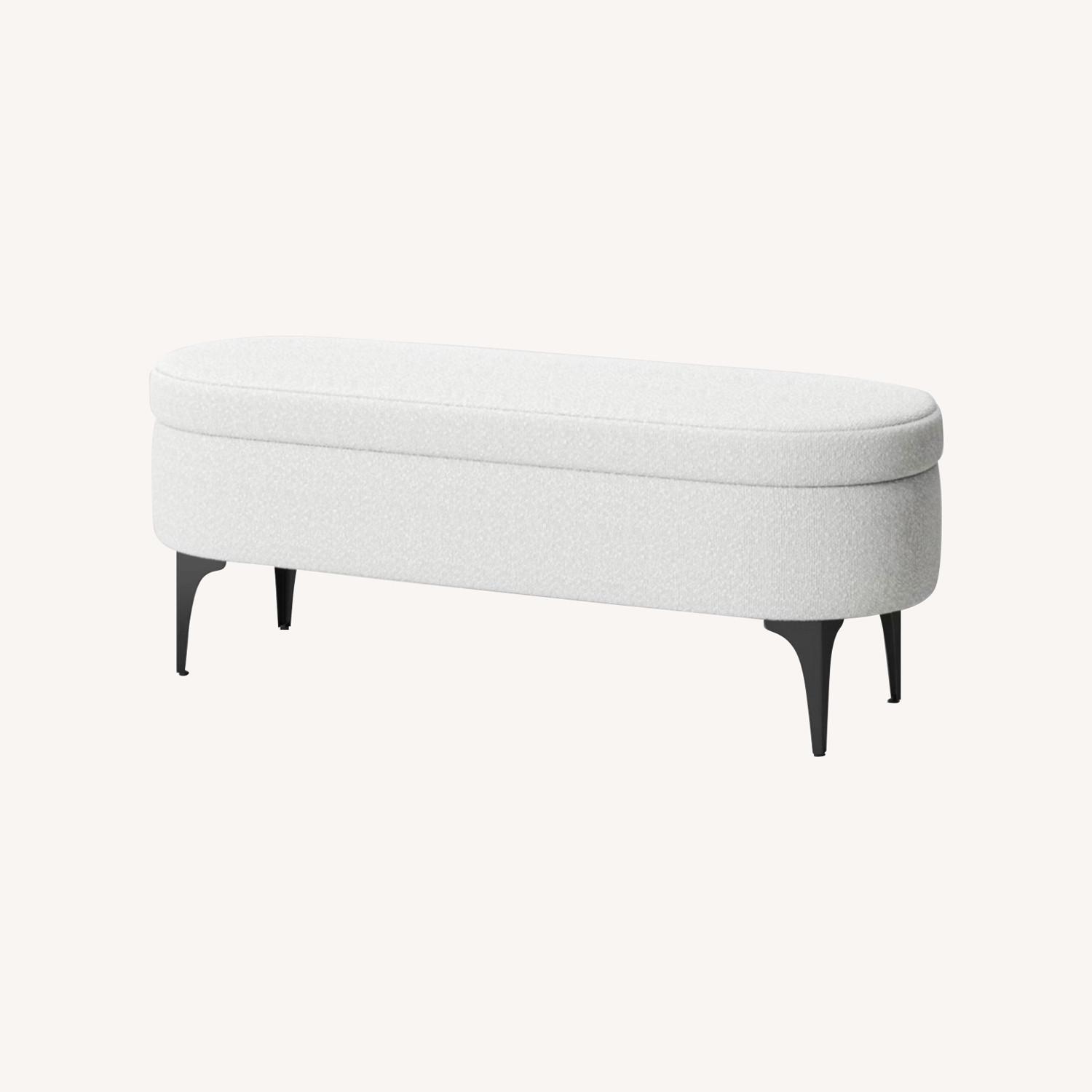 Target Cream Boucle Storage Bench - image-0