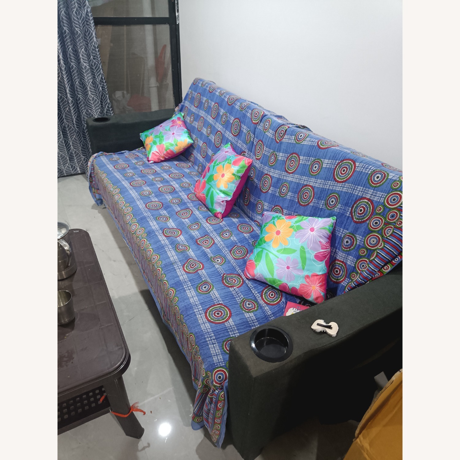 3 Seater Sofa Cum Bed in Light Gray Color - image-2