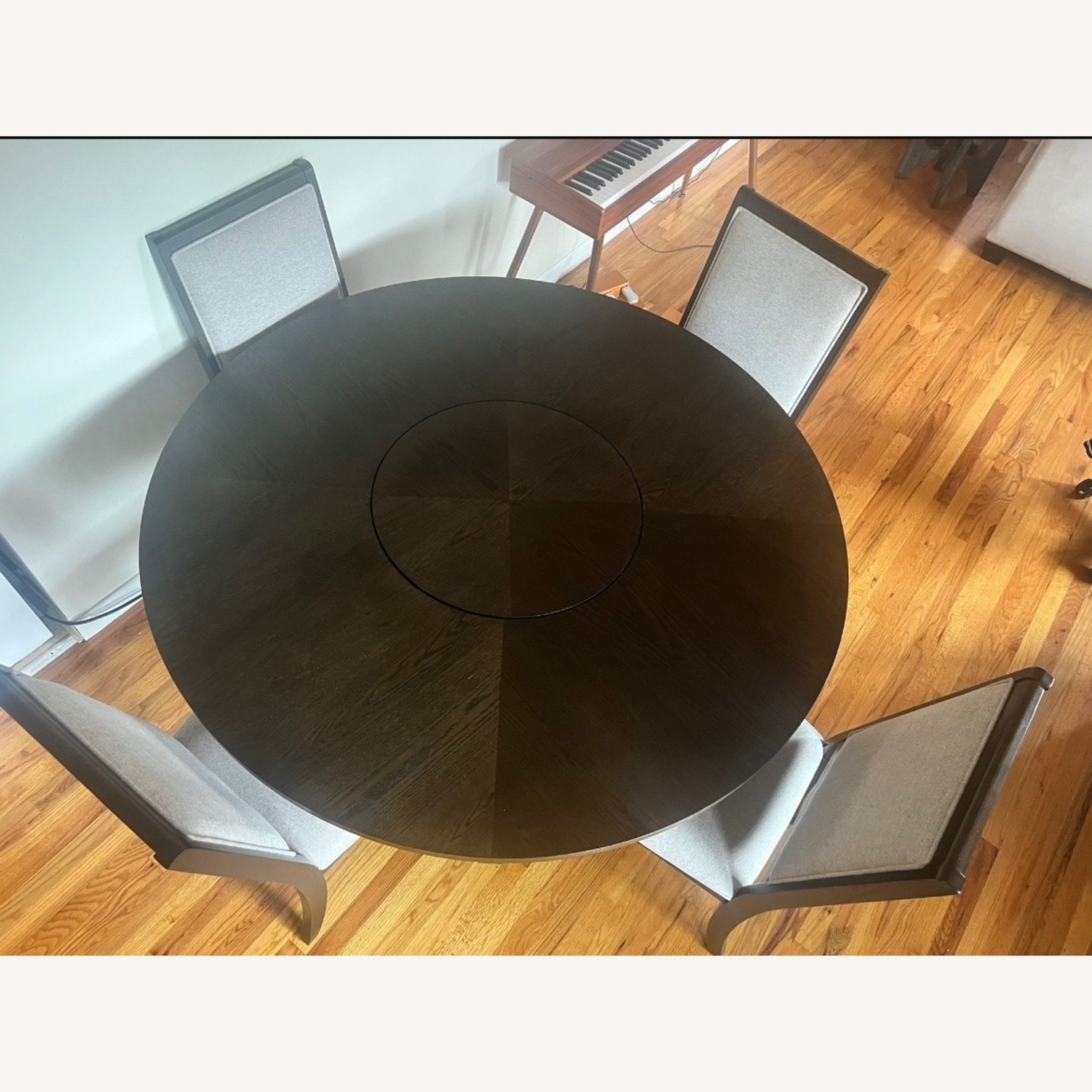 Ormond Dark Brown Wood Dining Set with Lazy Susan - image-2