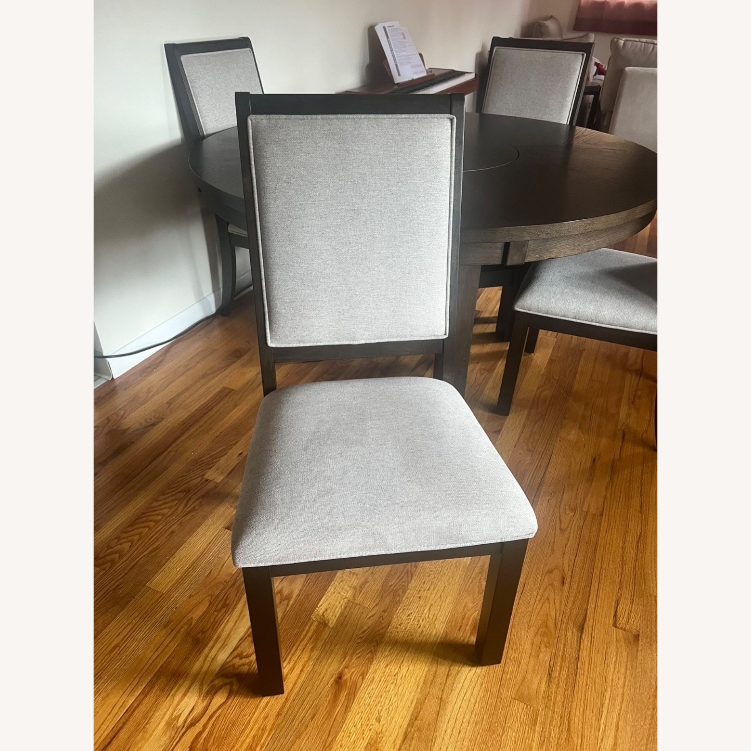 Ormond Dark Brown Wood Dining Set with Lazy Susan - image-5