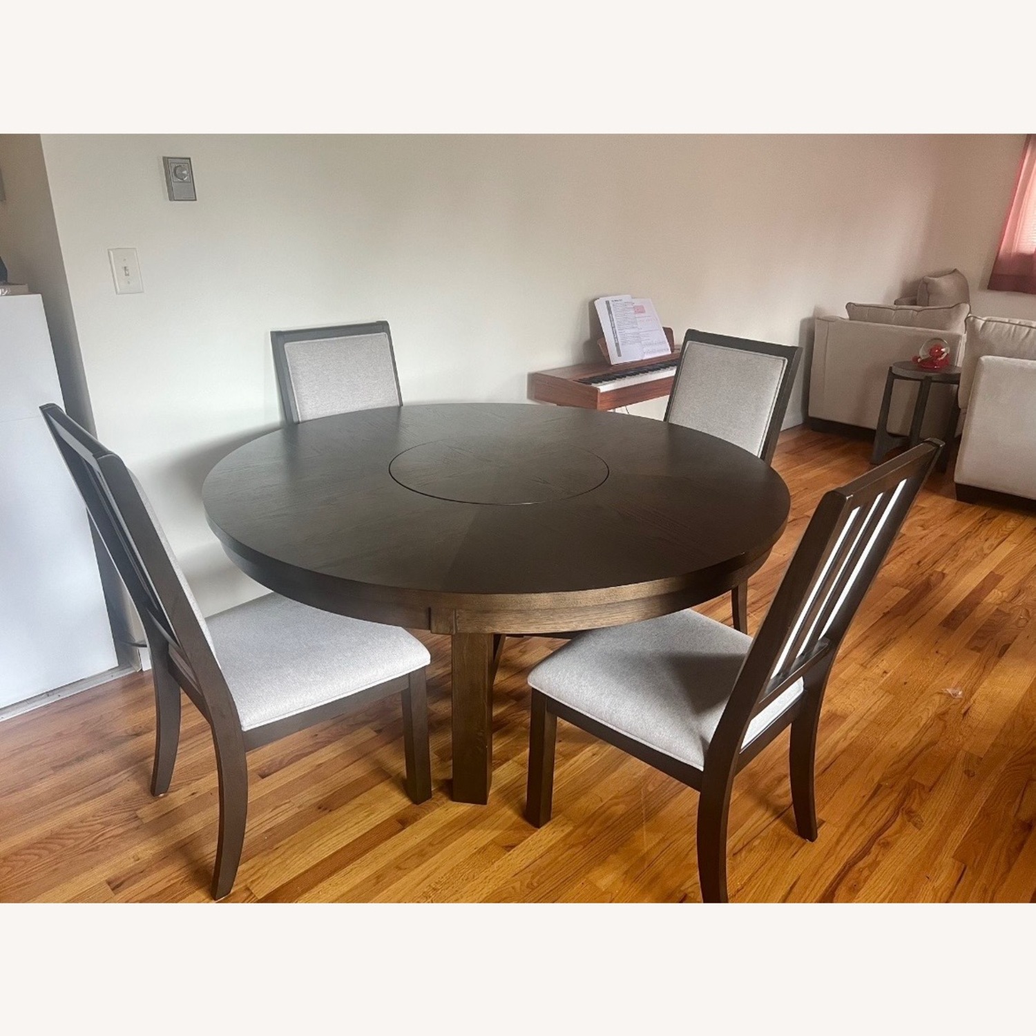 Ormond Dark Brown Wood Dining Set with Lazy Susan - image-0