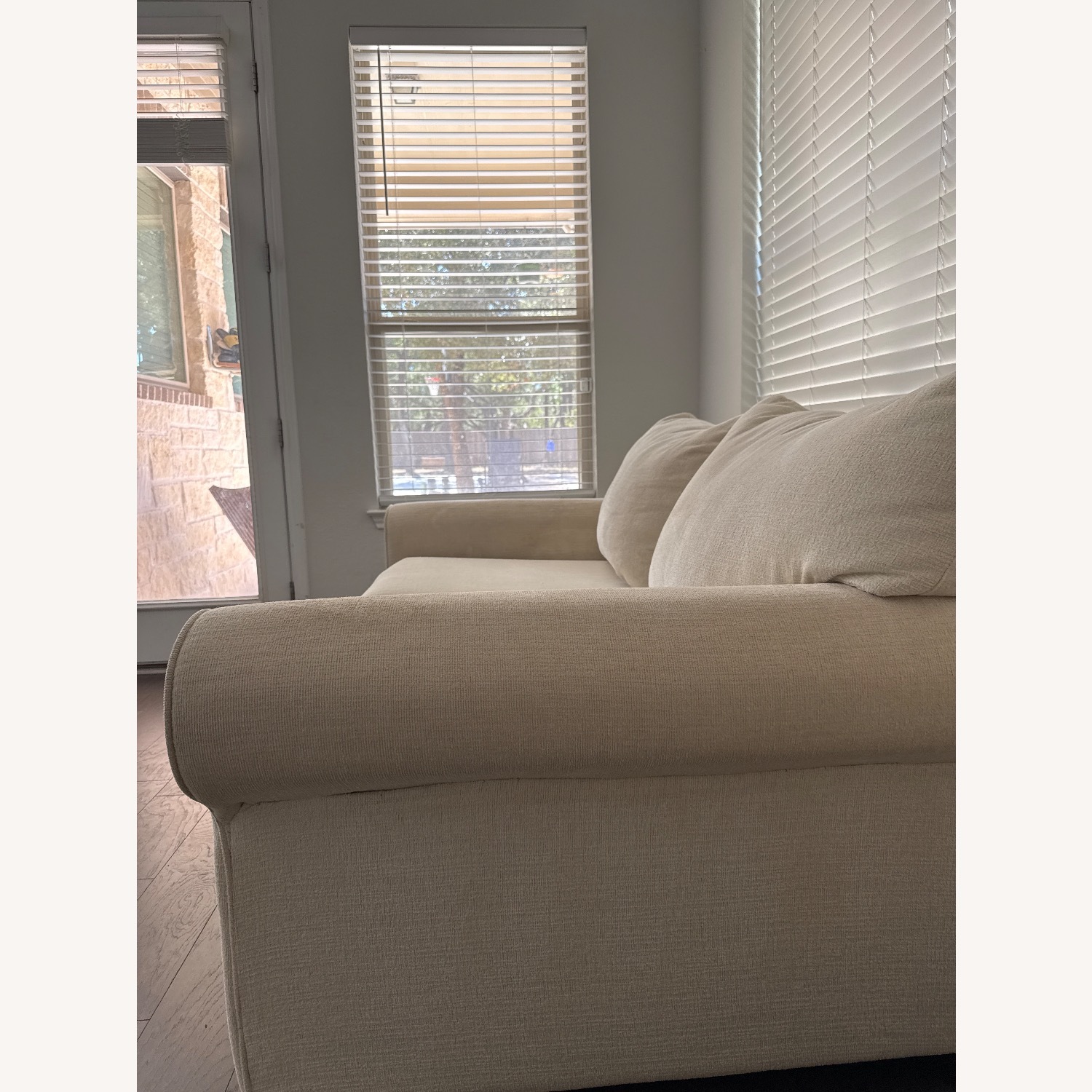 Living Spaces White Fabric 2+ Seater Sofa - image-3