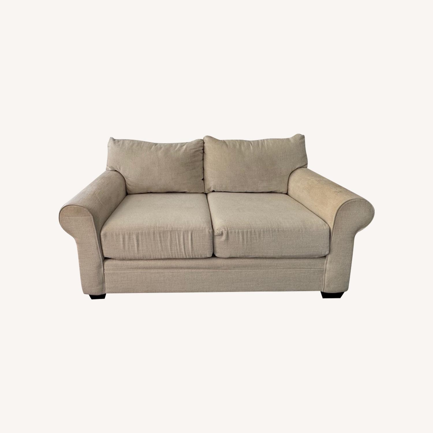Living Spaces White Fabric 2+ Seater Sofa - image-0
