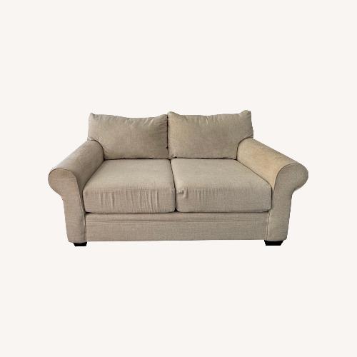 Used Living Spaces White Fabric 2+ Seater Sofa for sale on AptDeco