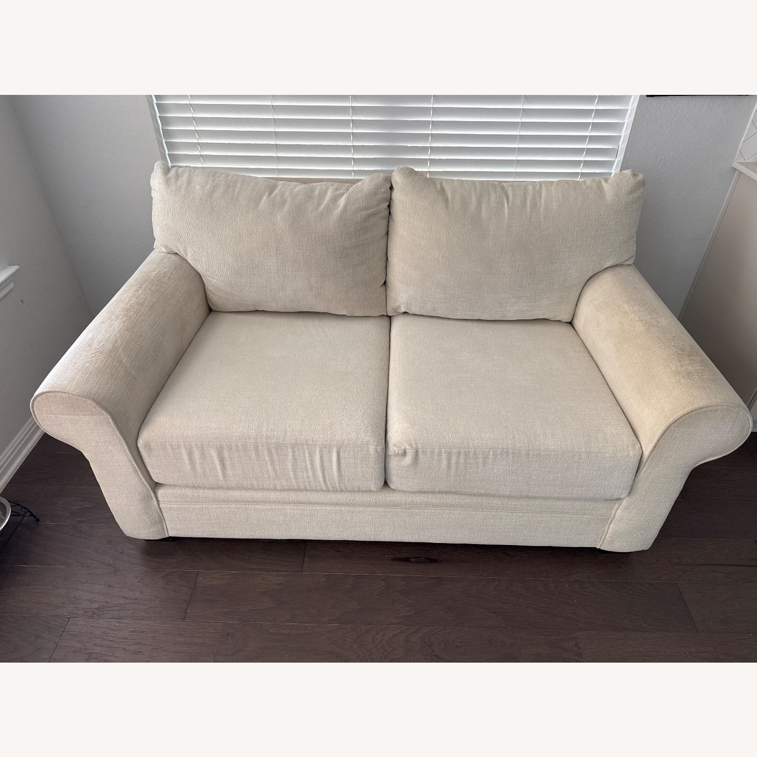 Living Spaces White Fabric 2+ Seater Sofa - image-1