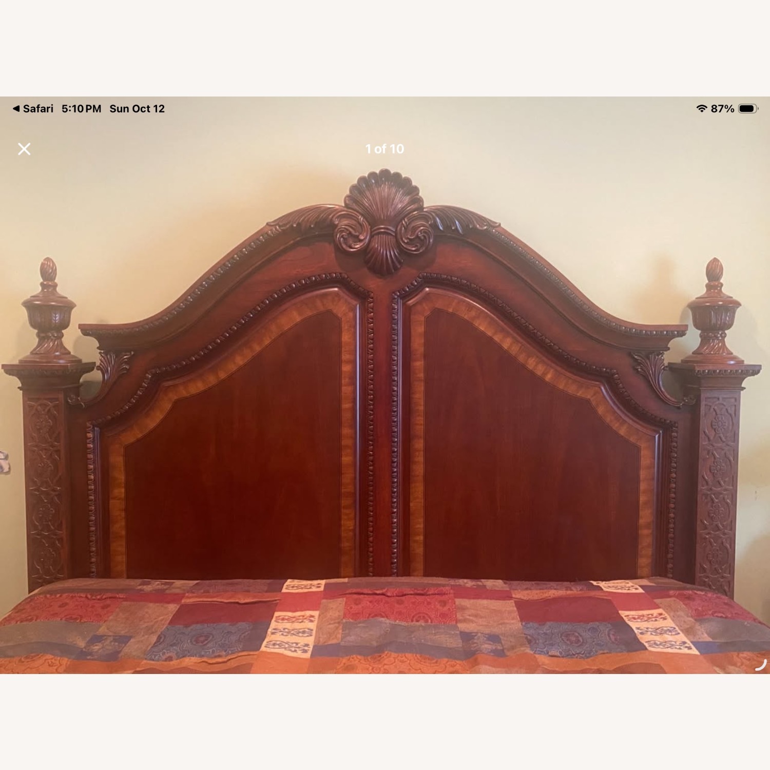 Carved Wood King Bed - image-1