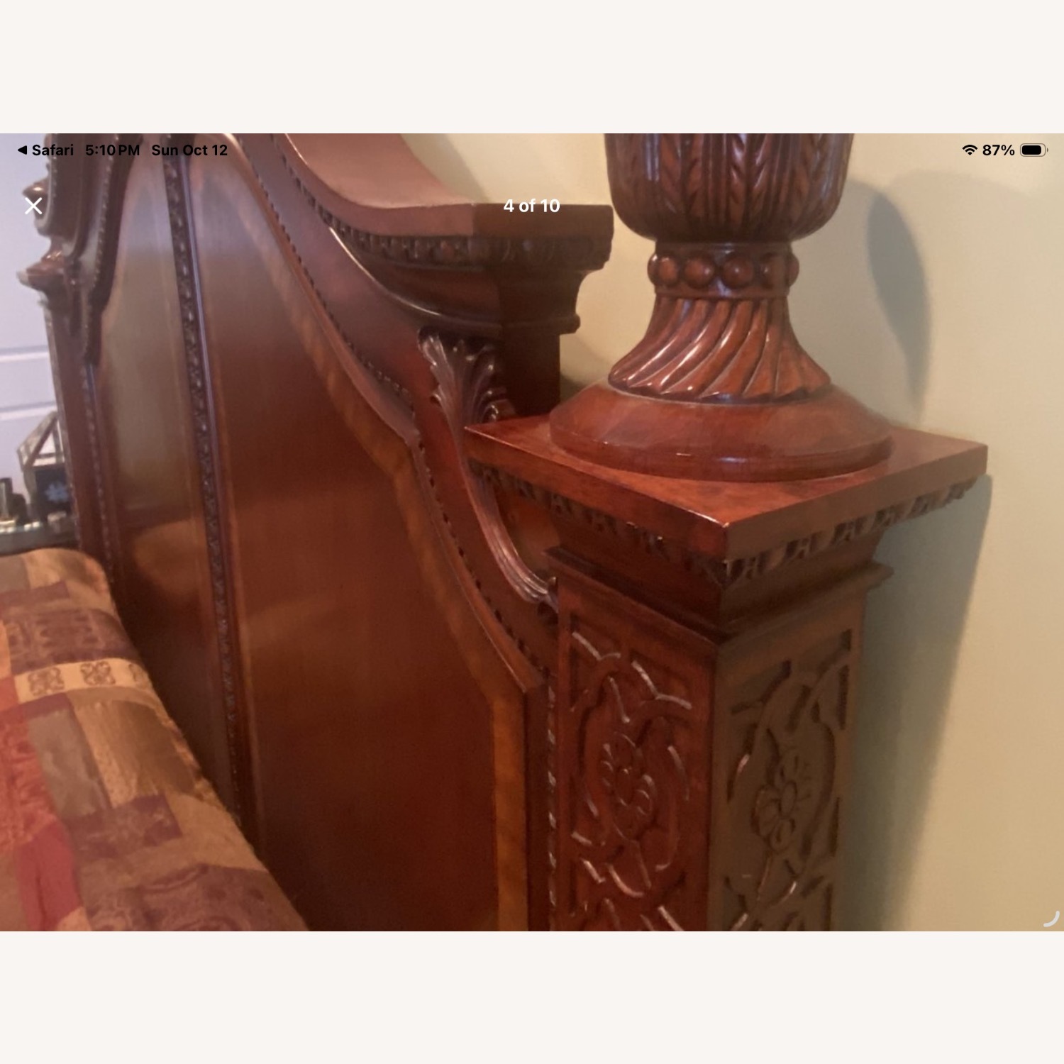 Carved Wood King Bed - image-2