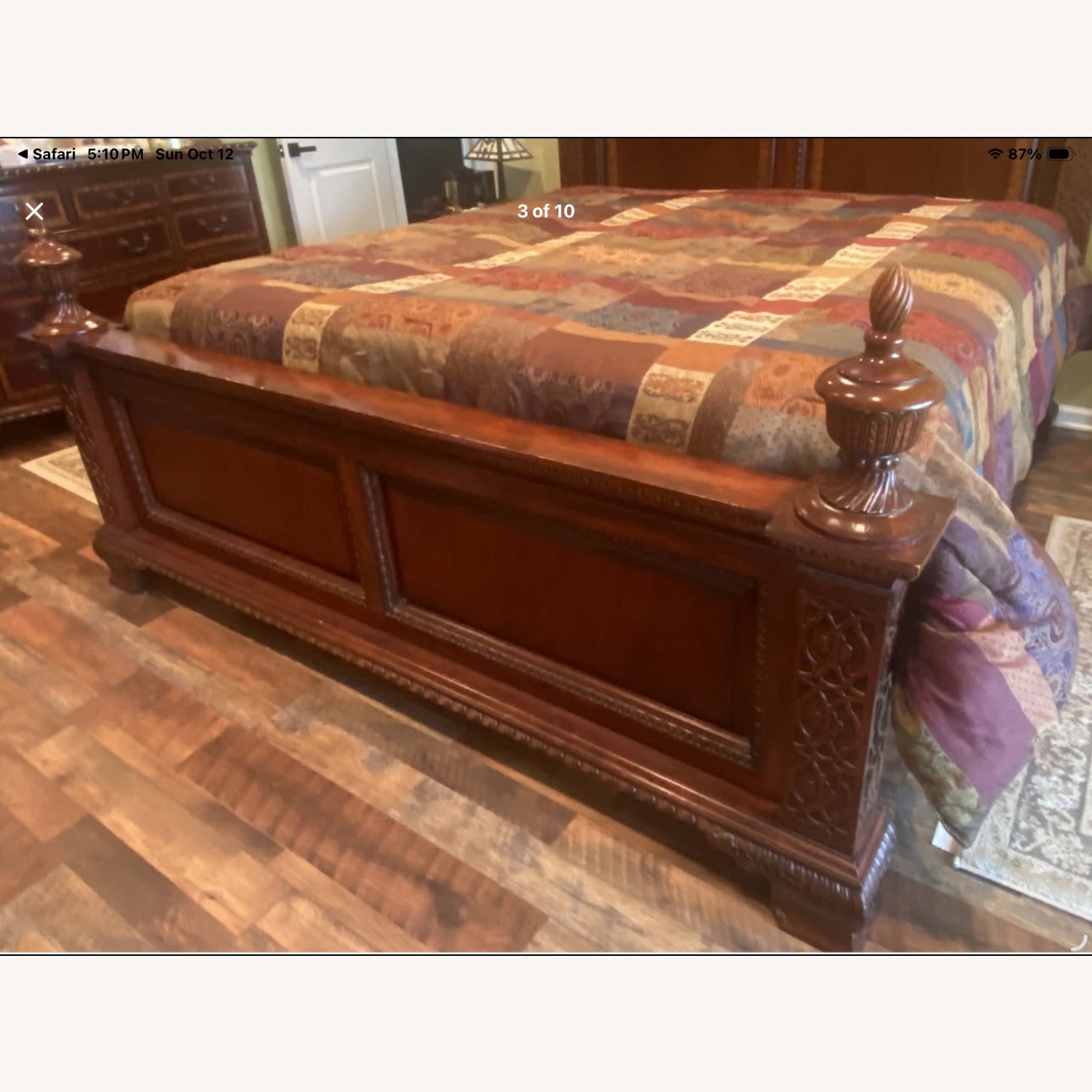 Carved Wood King Bed - image-3
