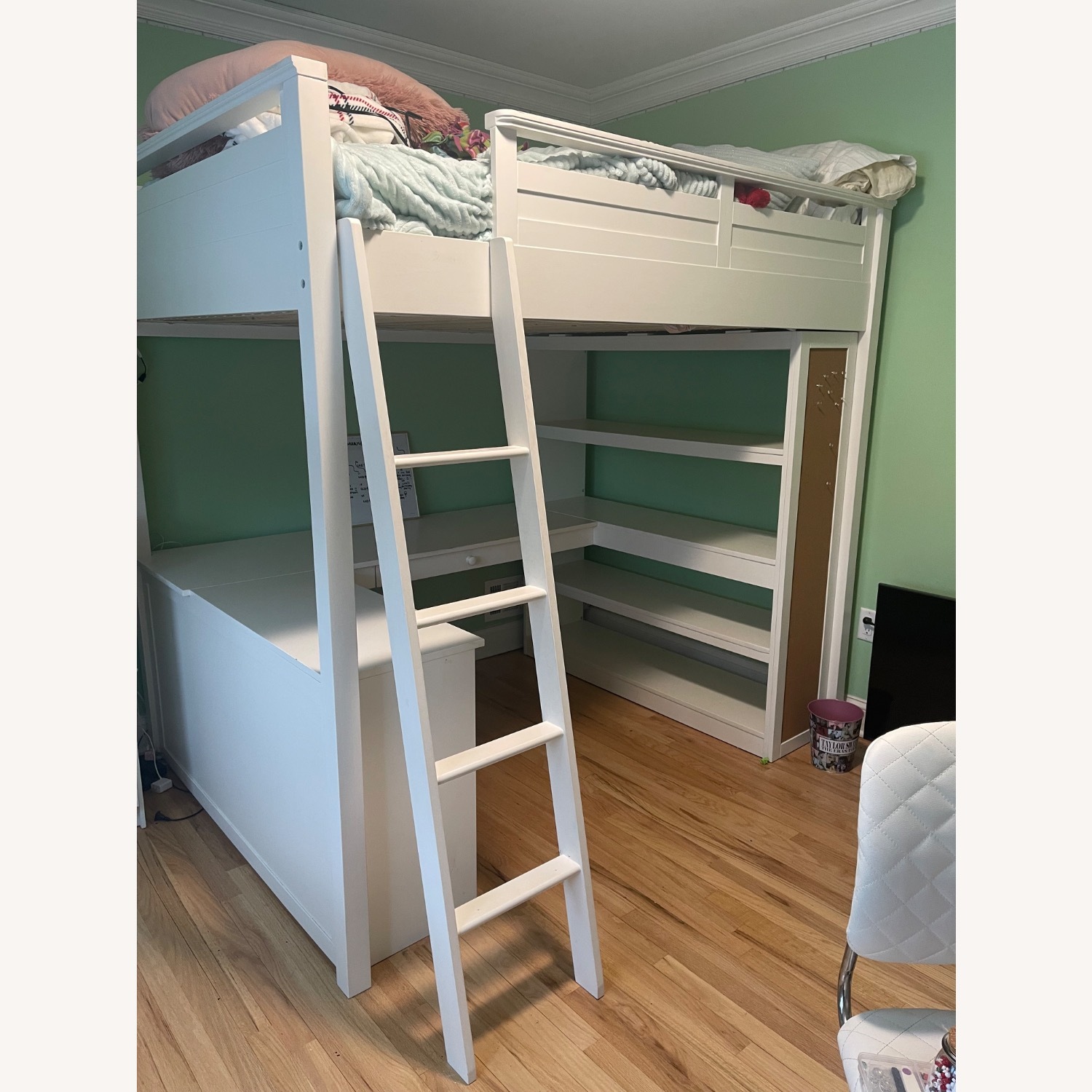 Pottery Barn Teen Sleep + Study Loft Bed W Desk & Shelves - image-4