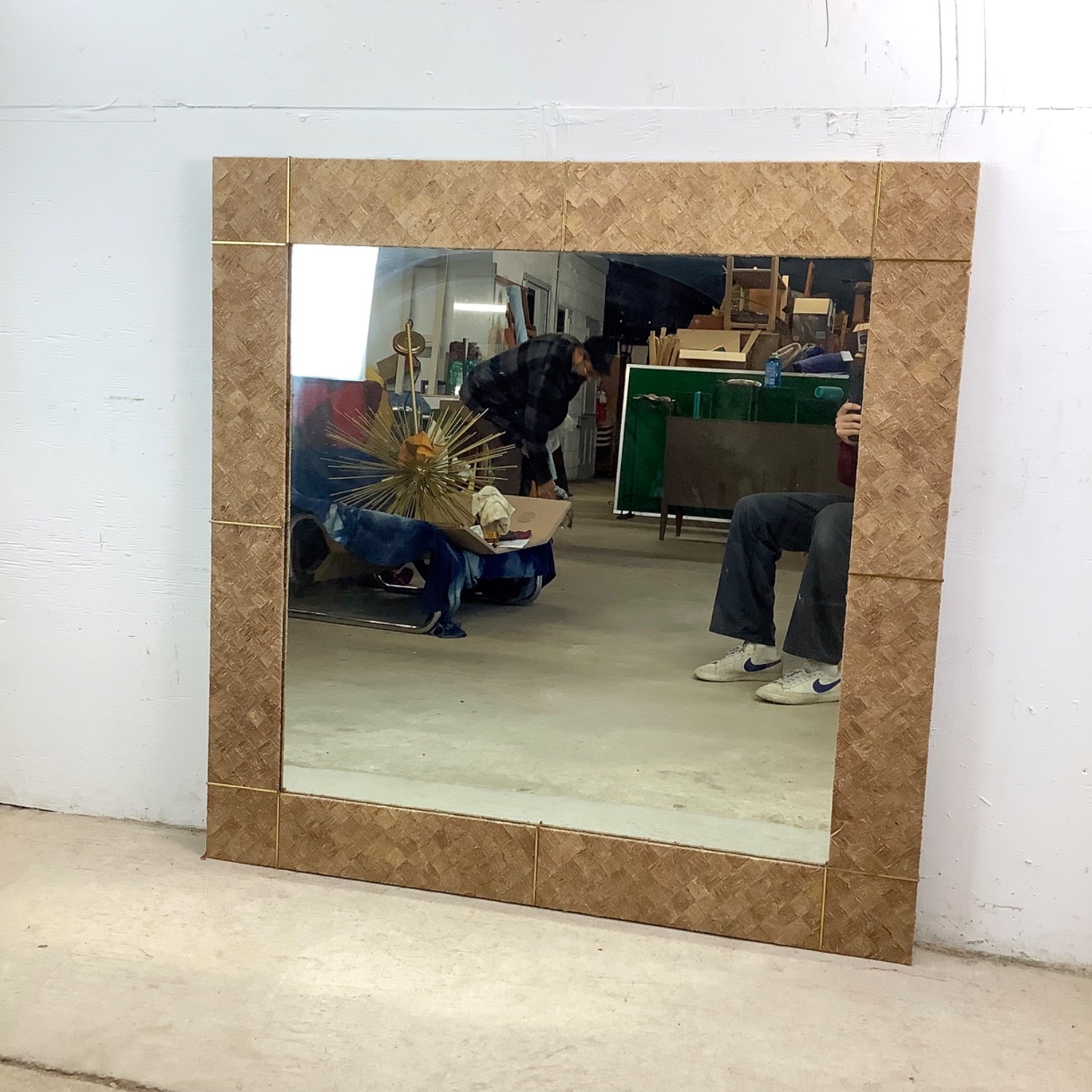 Large Square Textile Wall Mirror - image-3