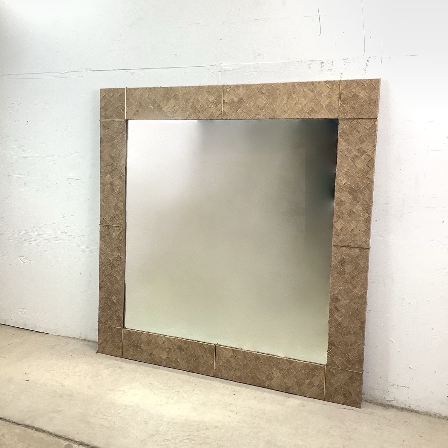 Large Square Textile Wall Mirror - image-1
