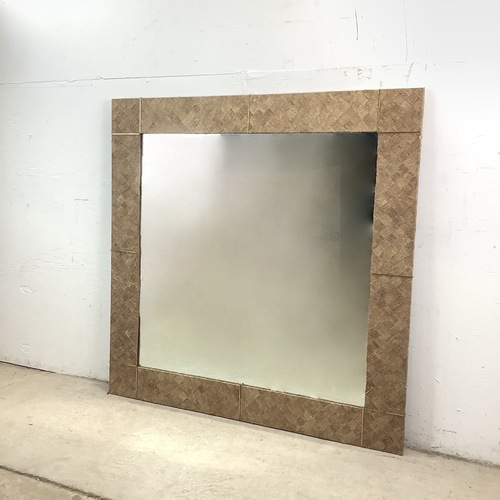 Used Large Square Textile Wall Mirror for sale on AptDeco