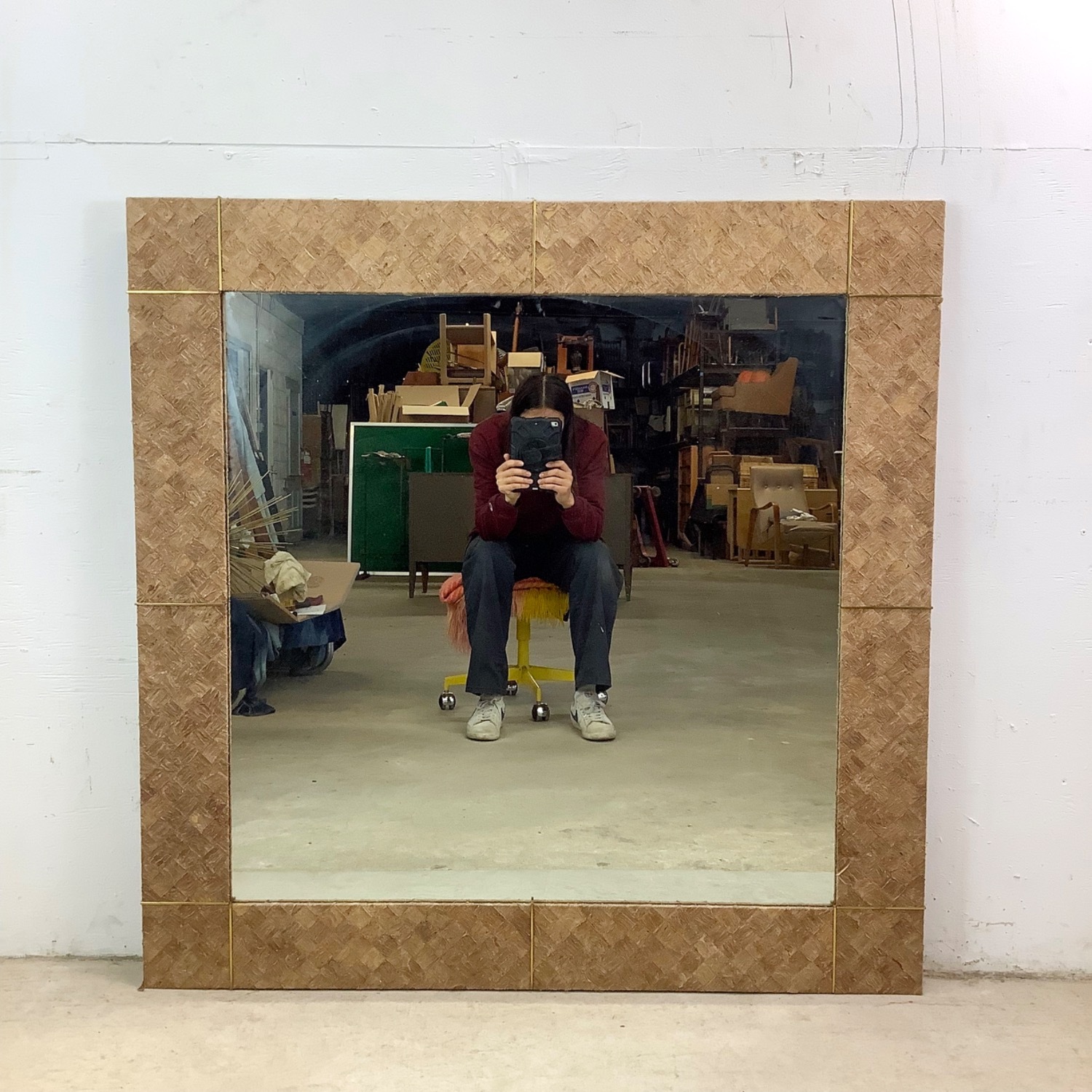 Large Square Textile Wall Mirror - image-2