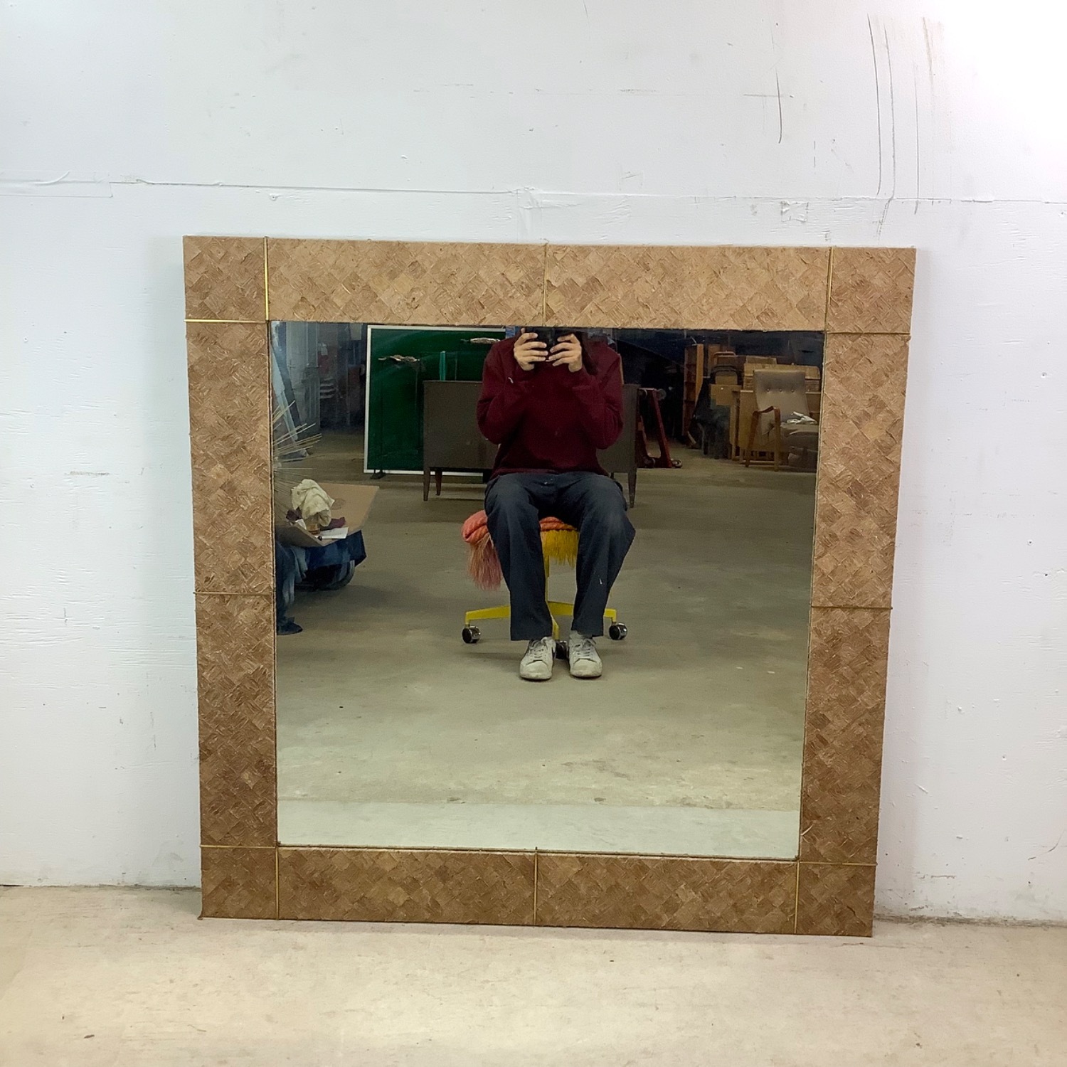 Large Square Textile Wall Mirror - image-14