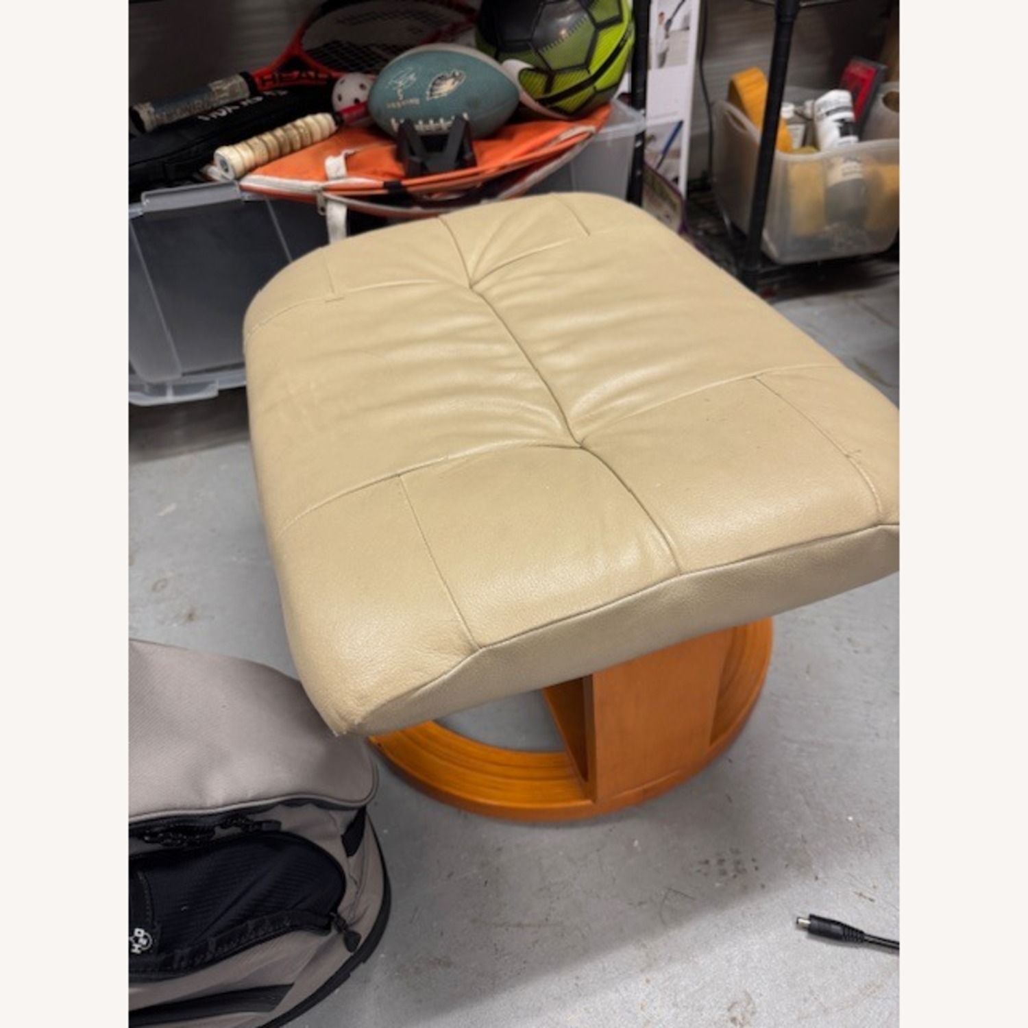 Vintage/Antique Light Brown Leather Accent Chair - image-3