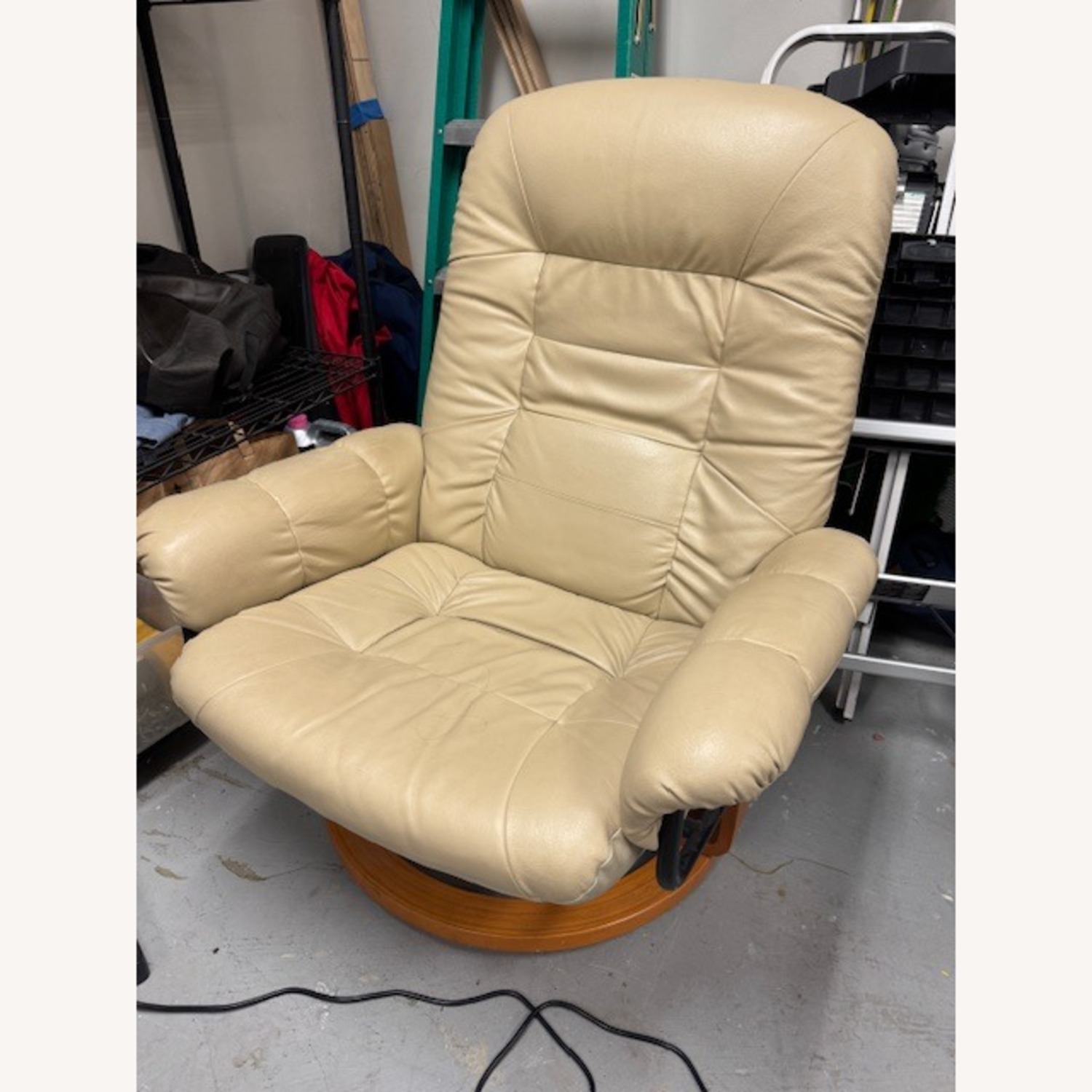Vintage/Antique Light Brown Leather Accent Chair - image-4