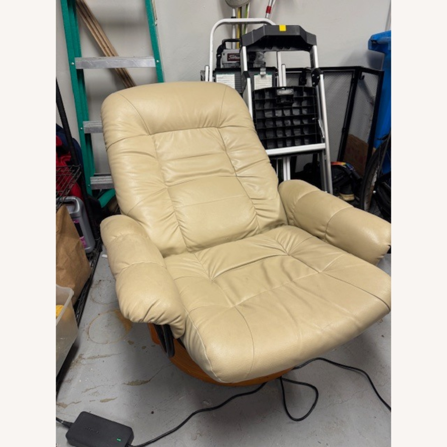 Vintage/Antique Light Brown Leather Accent Chair - image-2